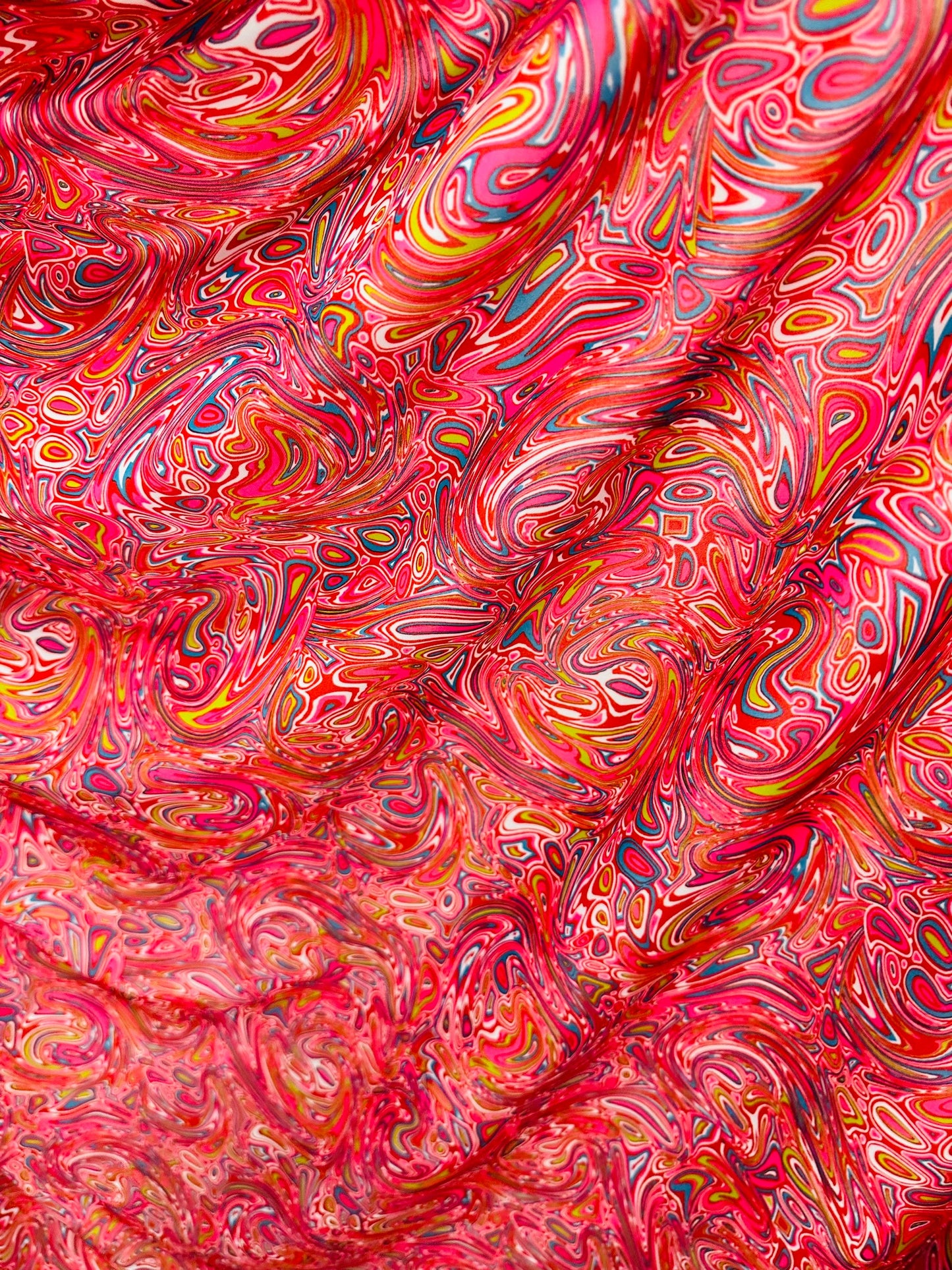 Modern lava abstract design print on best quality of nylon spandex 4-way stretch 58/60” Sold by the YD. Ships worldwide