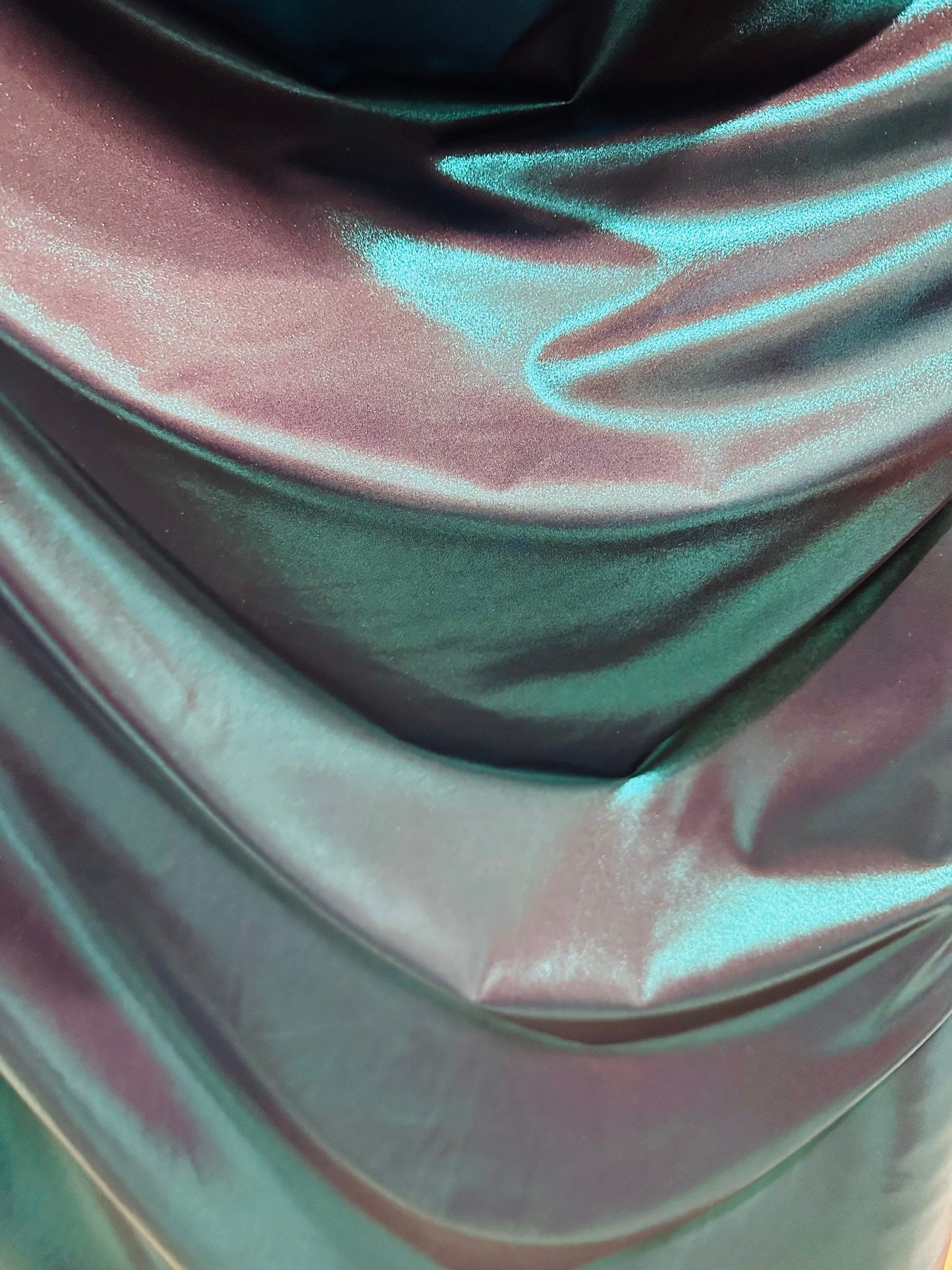 Metallic nylon spandex with foggy foil Navy/Teal iridescent foil 4-way stretch 58/60” Sold by the YD. Ships worldwide