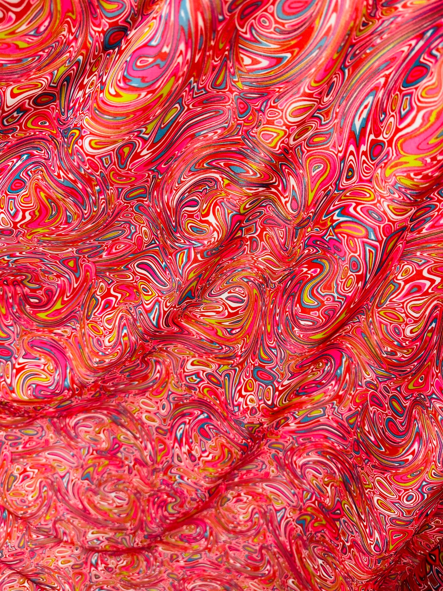 Modern lava abstract design print on best quality of nylon spandex 4-way stretch 58/60” Sold by the YD. Ships worldwide