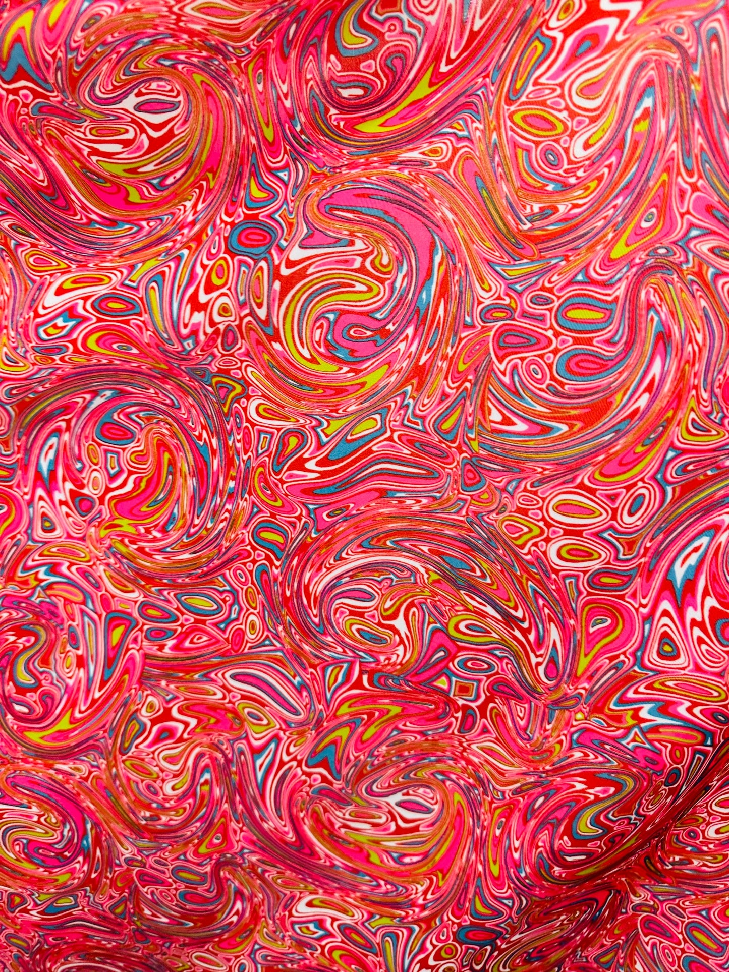 Modern lava abstract design print on best quality of nylon spandex 4-way stretch 58/60” Sold by the YD. Ships worldwide