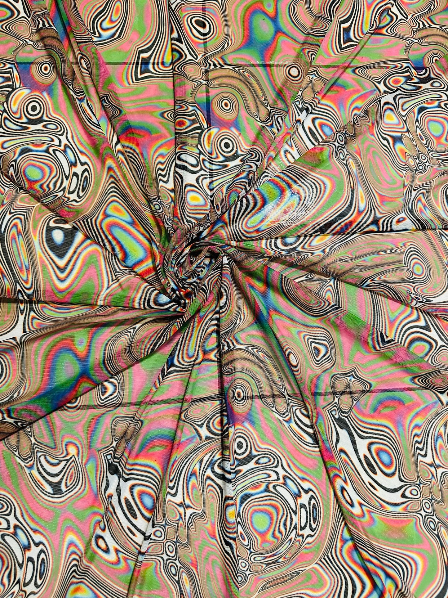 Luxury Lava abstract design print on great quality of nylon power mesh spandex 4-way stretch 58/60” Sold by the YD. Ships worldwide