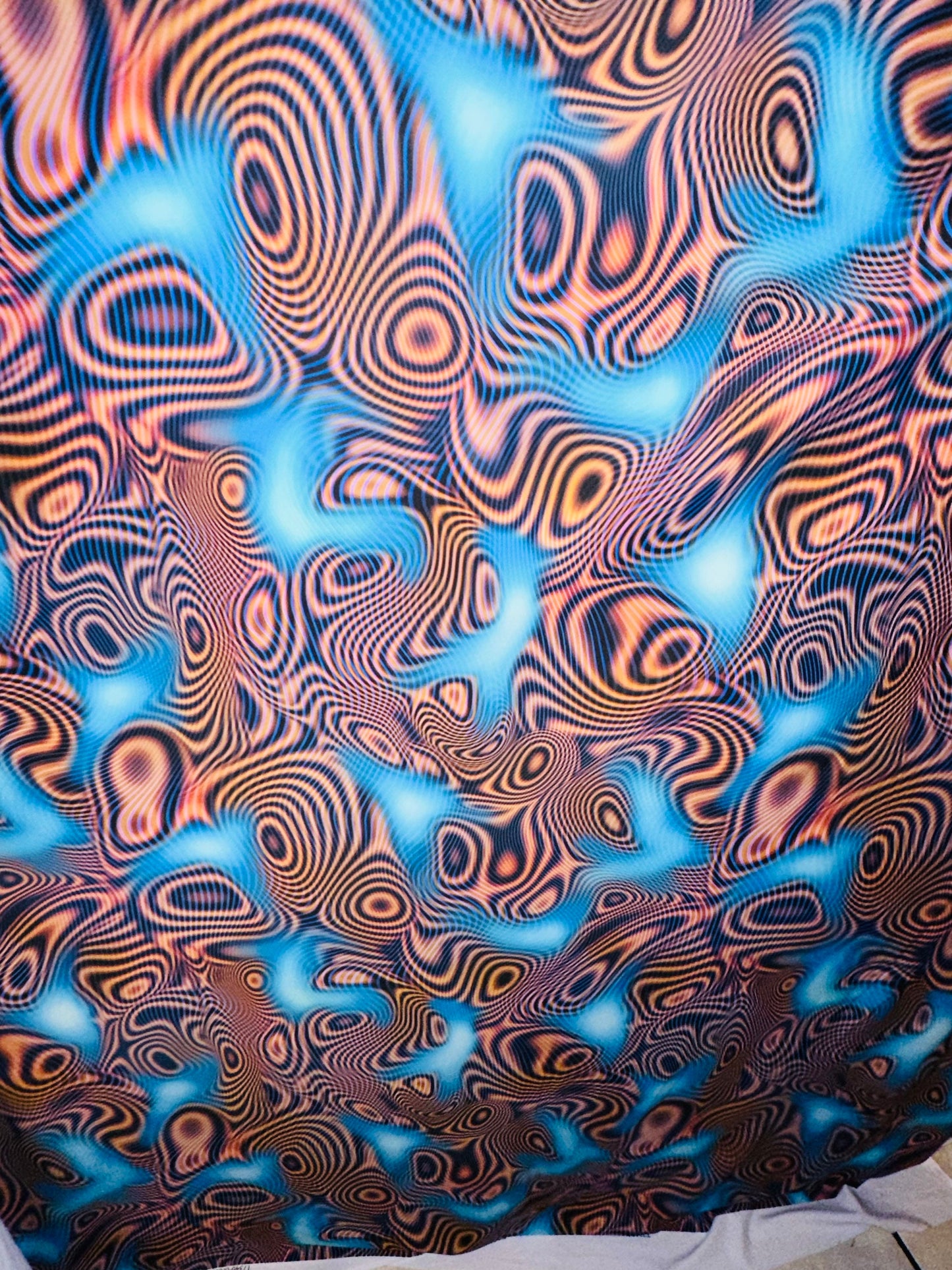 New psychedelic abstract design high quality of Nylon spandex fabric 4way Stretch. Fabric sold by the yard 58/60” ships worldwide from LA