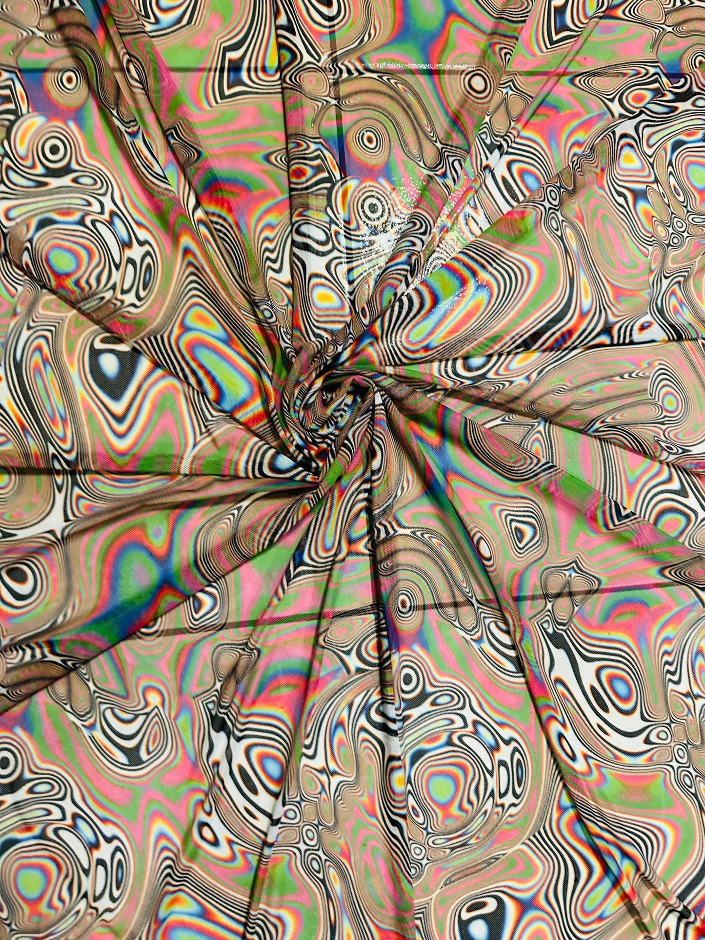Luxury Lava abstract design print on great quality of nylon power mesh spandex 4-way stretch 58/60” Sold by the YD. Ships worldwide