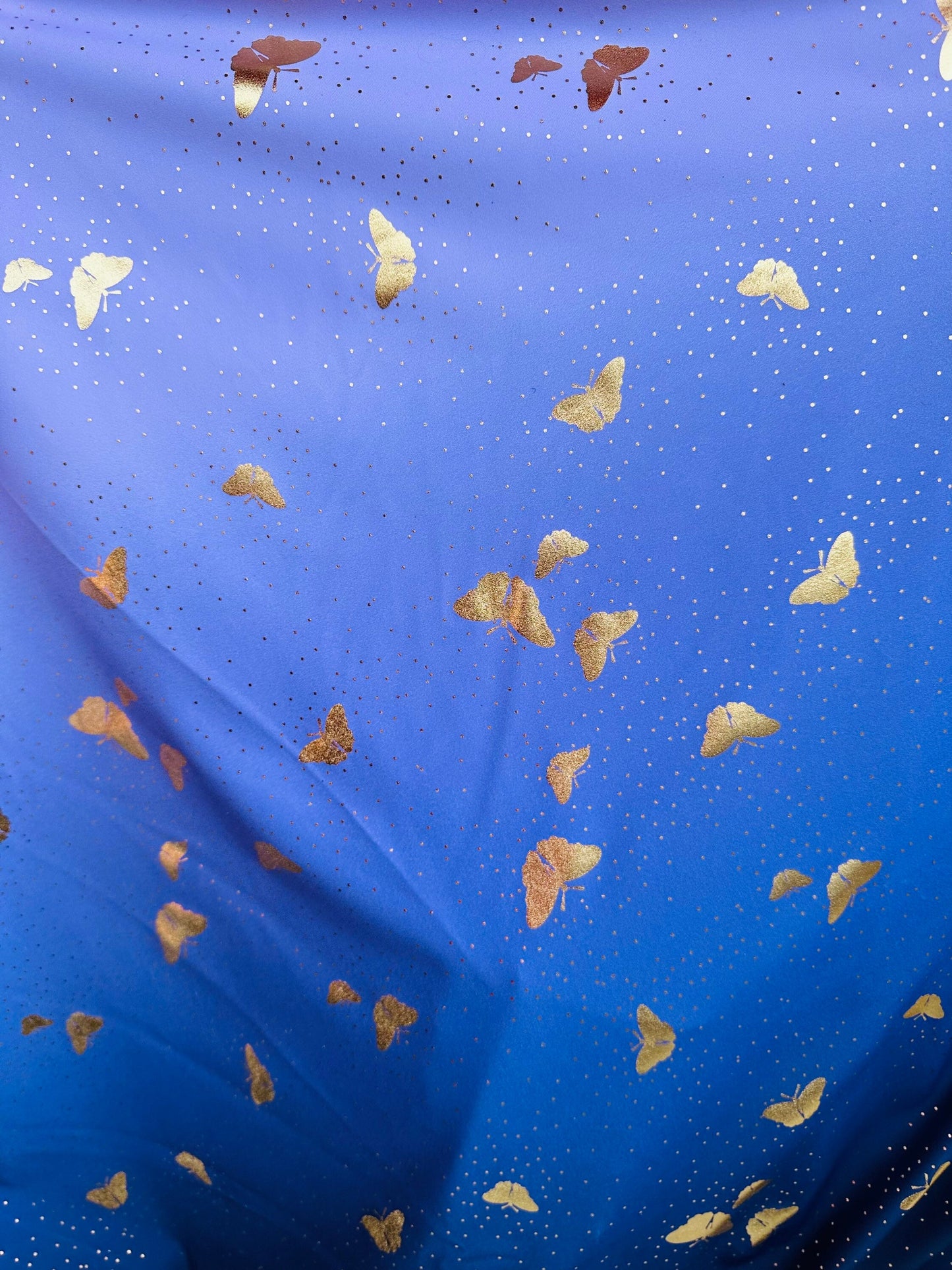 New metallic Butterfly design on best quality of nylon spandex 4-way stretch Lavender/Gold & lavender midnight blue ombré design