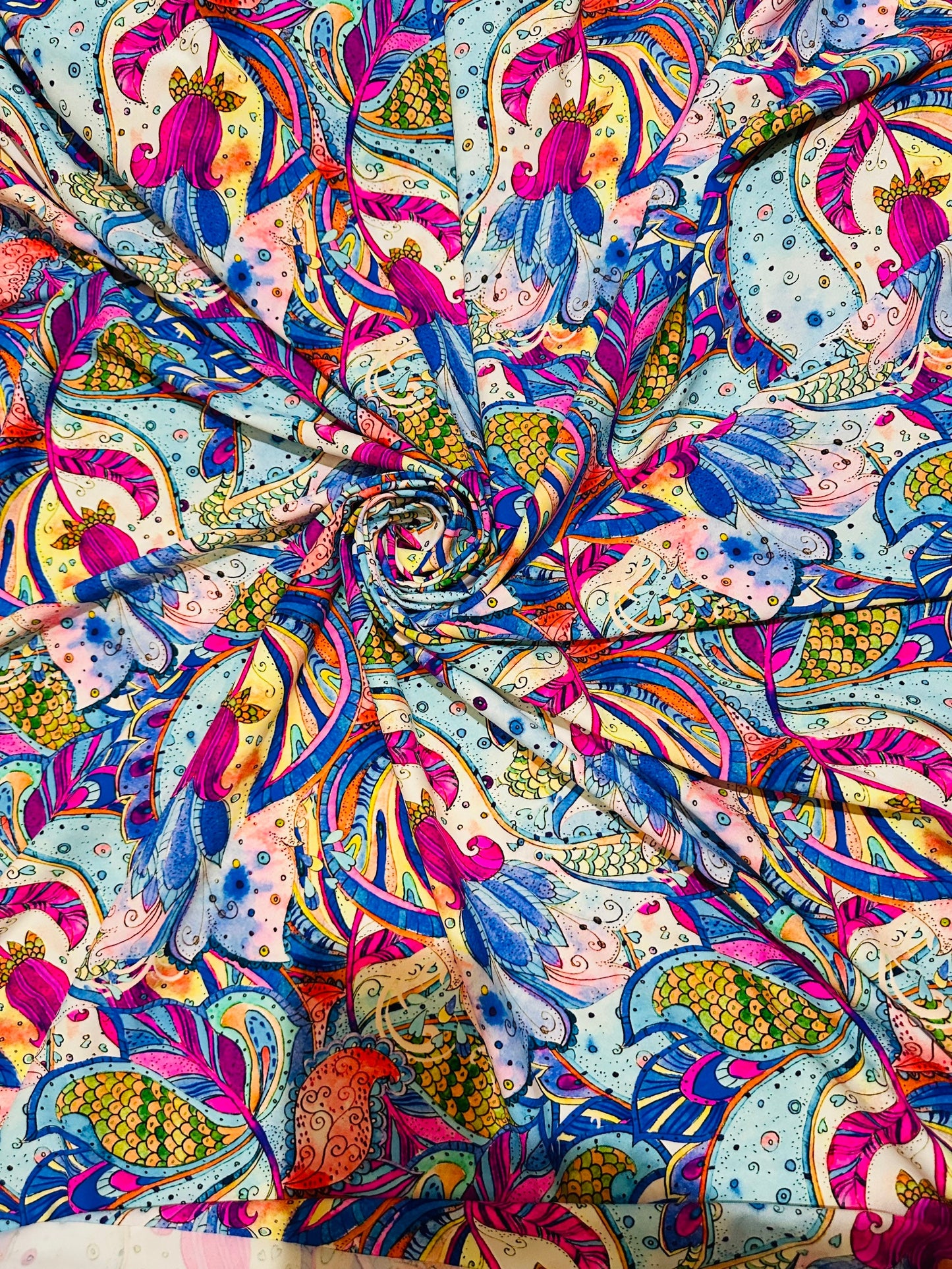 New Modern Floral design multicolor print on best quality of nylon spandex 4-way stretch 58/60”