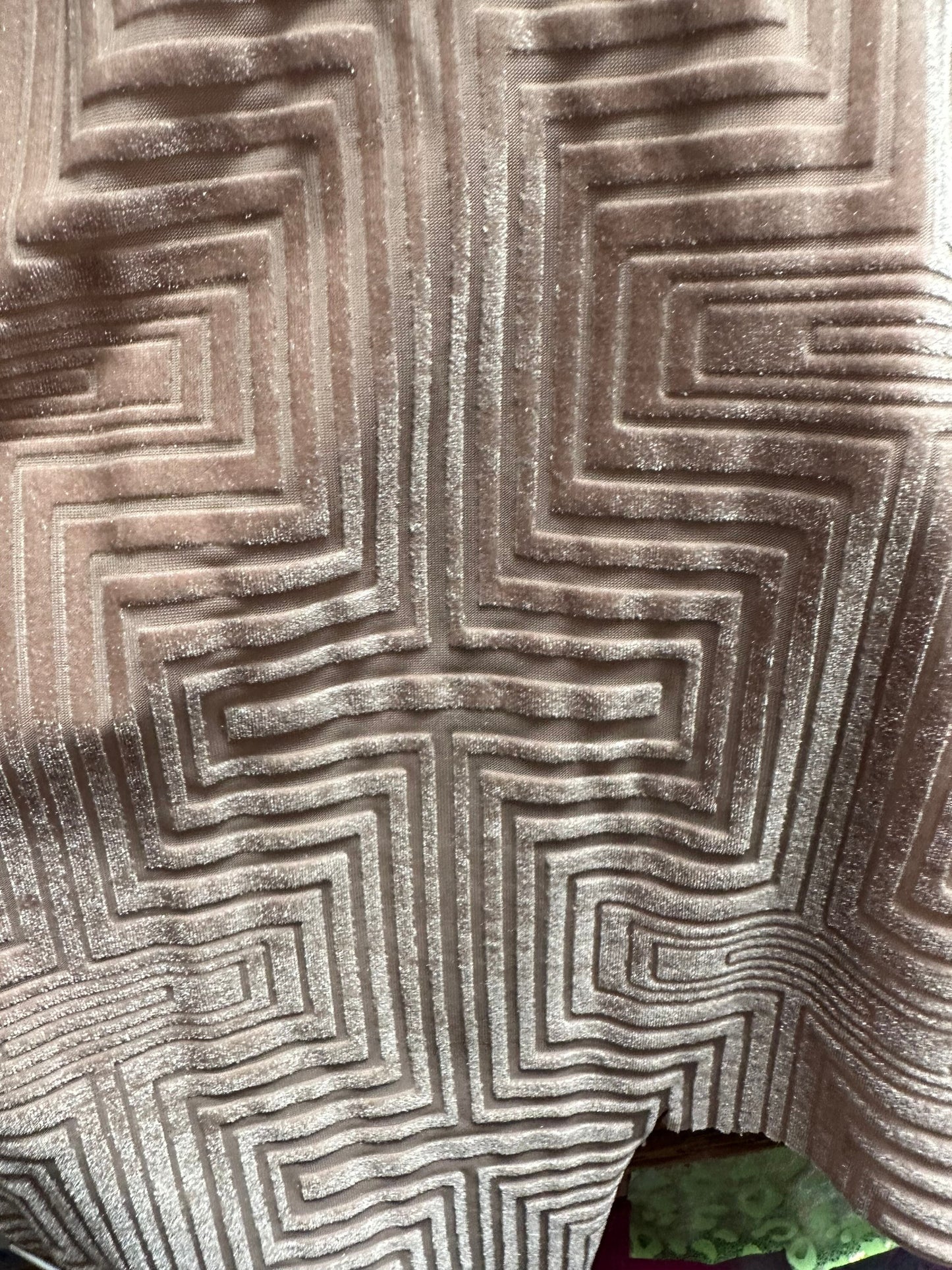 New Luxury Vision Geometric design burnout stretch velvet 4-way stretch blush/pink 58/60” Sold by the YD.