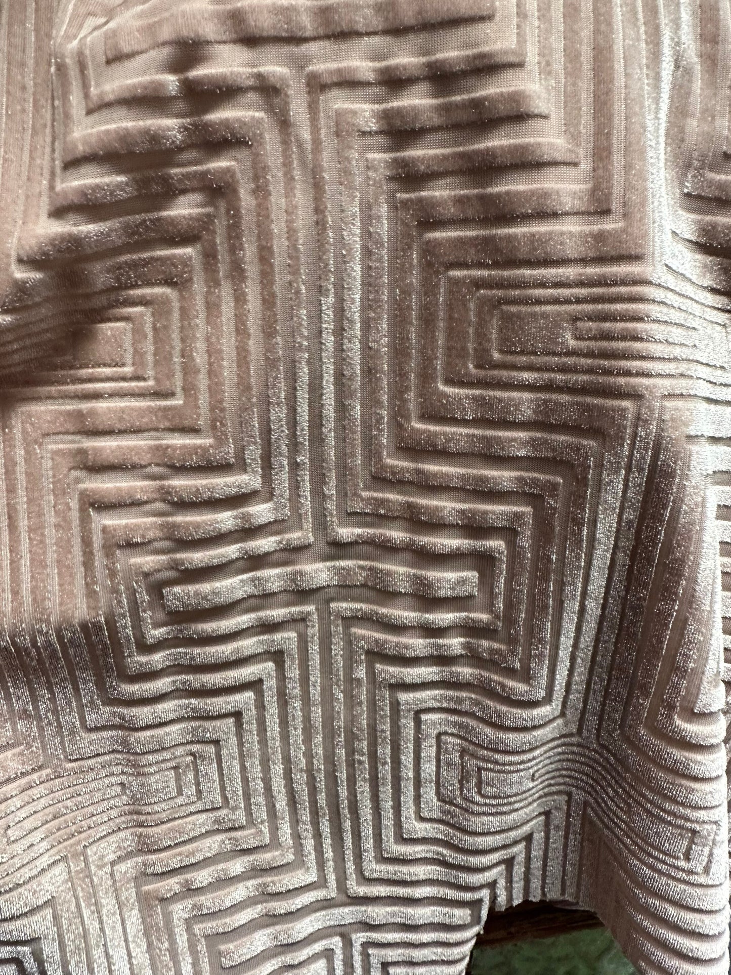 New Luxury Vision Geometric design burnout stretch velvet 4-way stretch blush/pink 58/60” Sold by the YD.