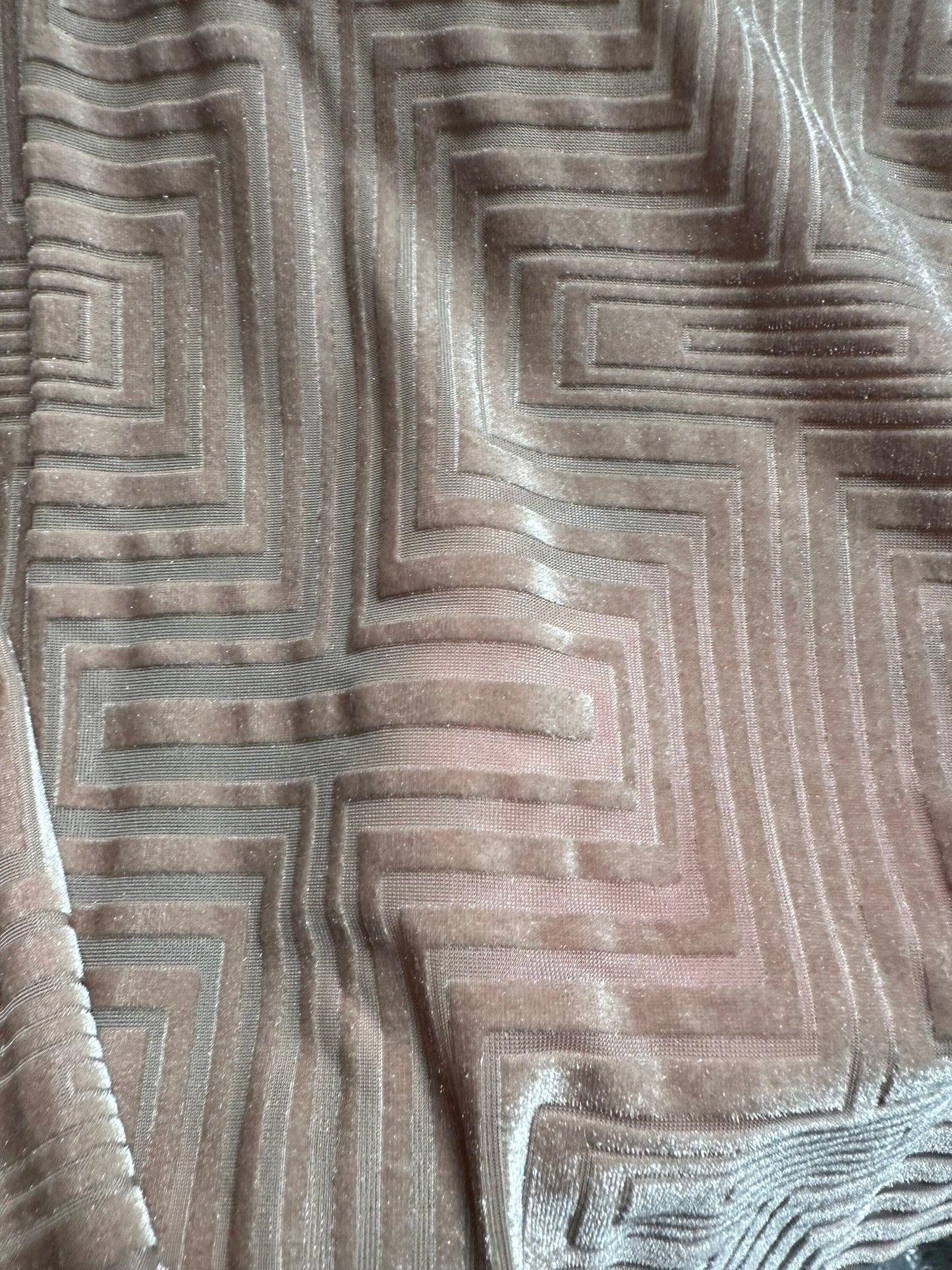 New Luxury Vision Geometric design burnout stretch velvet 4-way stretch blush/pink 58/60” Sold by the YD.