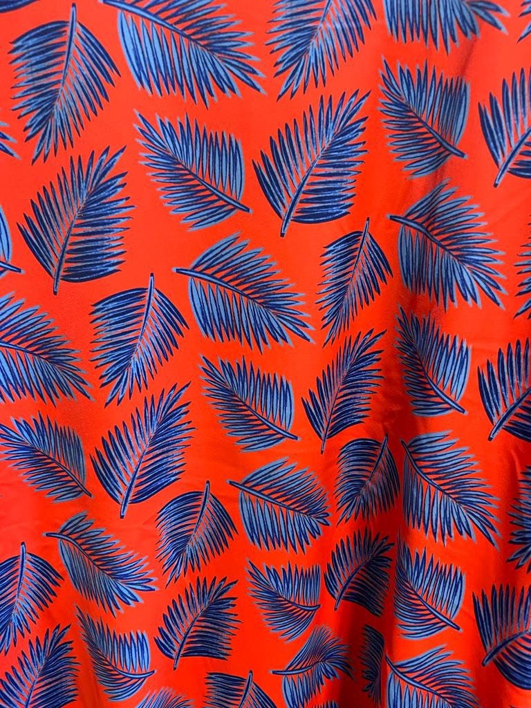 New Tropical Leaf design print on best quality of nylon spandex 4-way stretch 58/60” Sold by the YD. Ships worldwide from Los Angeles Calif