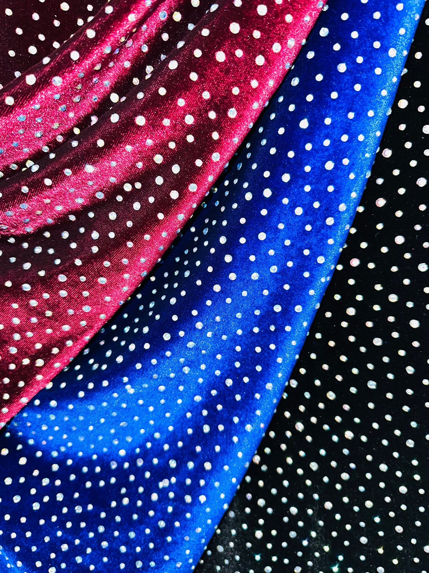 Luxury Rhinestone on stretch velvet 4-way stretch high quality fabrics by AlexLAFabrics