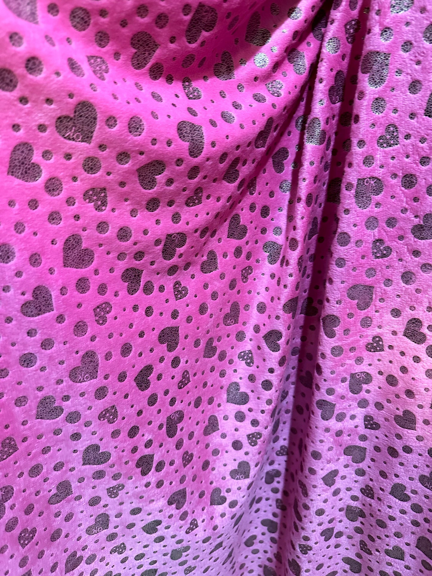 Heart design metallic minky fabric soft fabric 2-way stretch 58/60” Sold by the YD.
