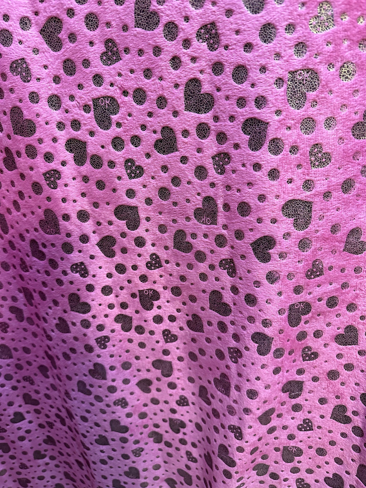 Heart design metallic minky fabric soft fabric 2-way stretch 58/60” Sold by the YD.