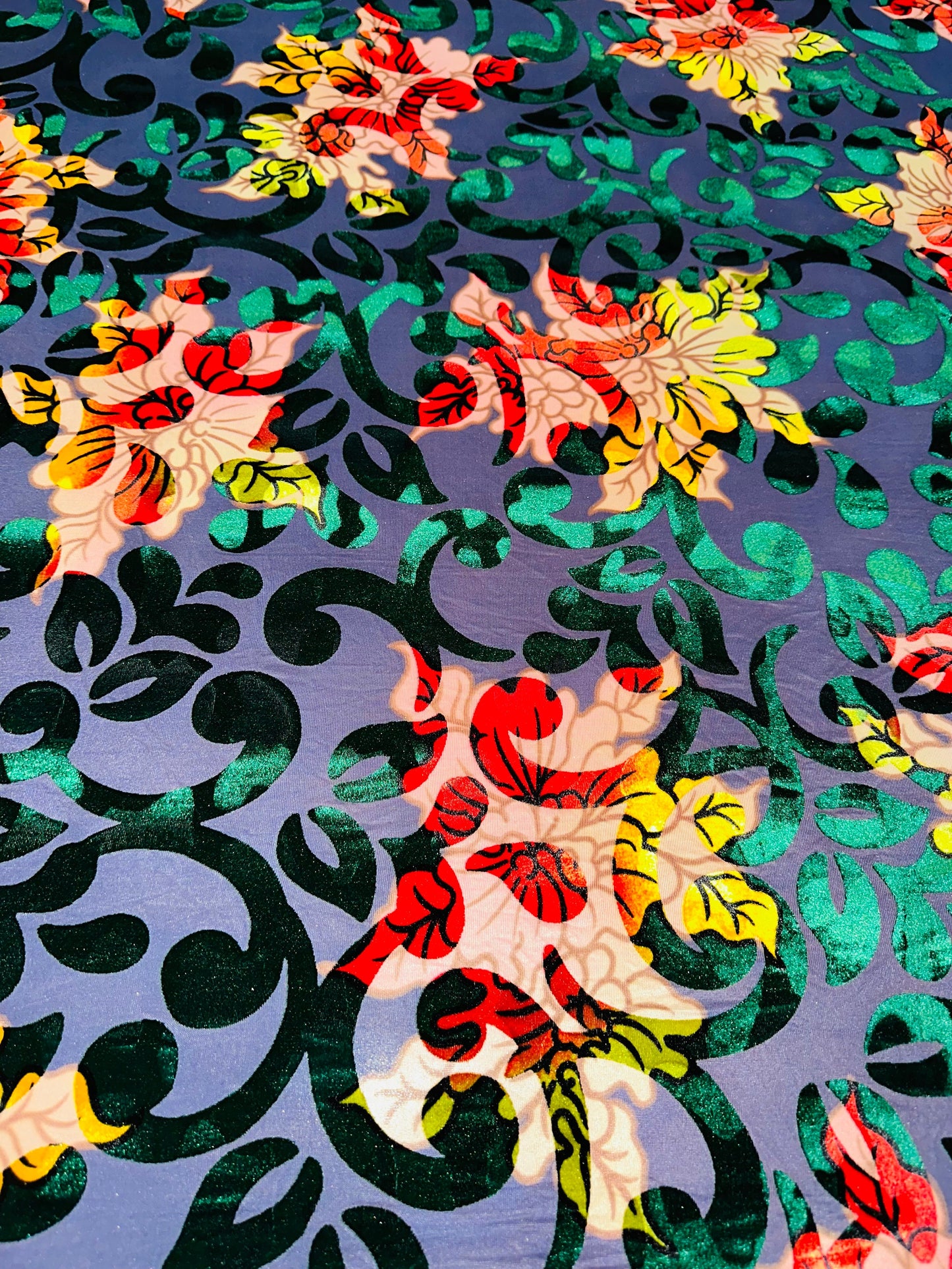 Victoria Italian floral burnout stretch velvet 4-way stretch high quality fabrics by AlexLAFabrics