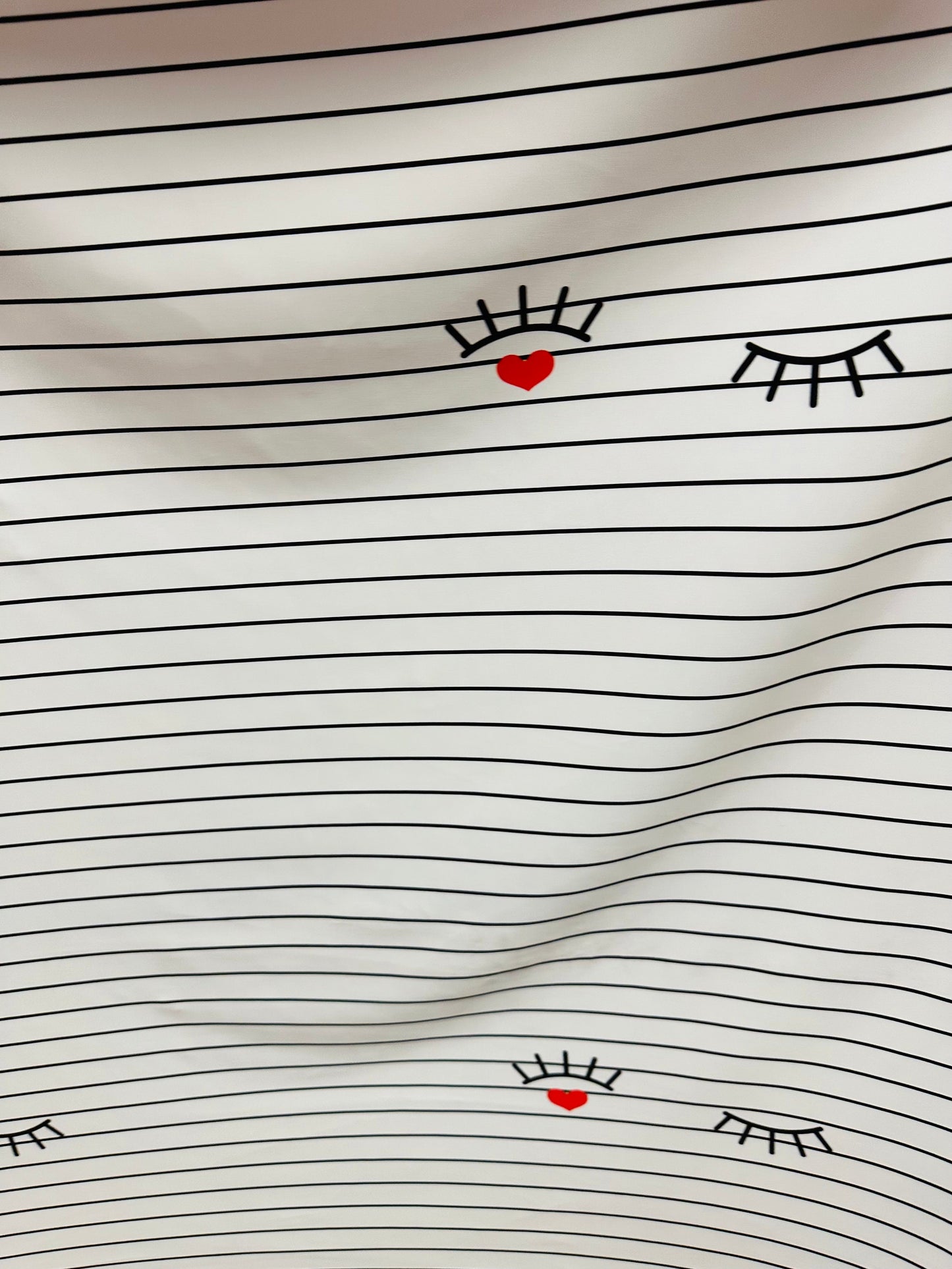 Pin stripes design with eyelashes print on great quality of nylon spandex 4-way stretch 58/60” High quality fabrics by AlexLAFabrics