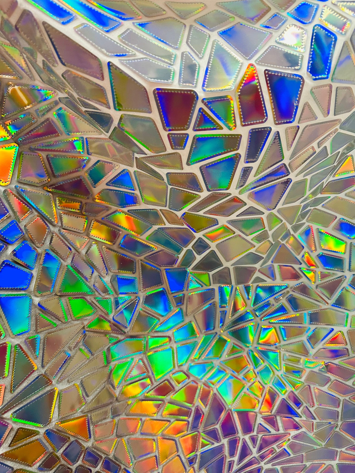 New Luxury shattered glass design metallic iridescent geometric embroidered on stretch velvet 2-way stretch 58/60”