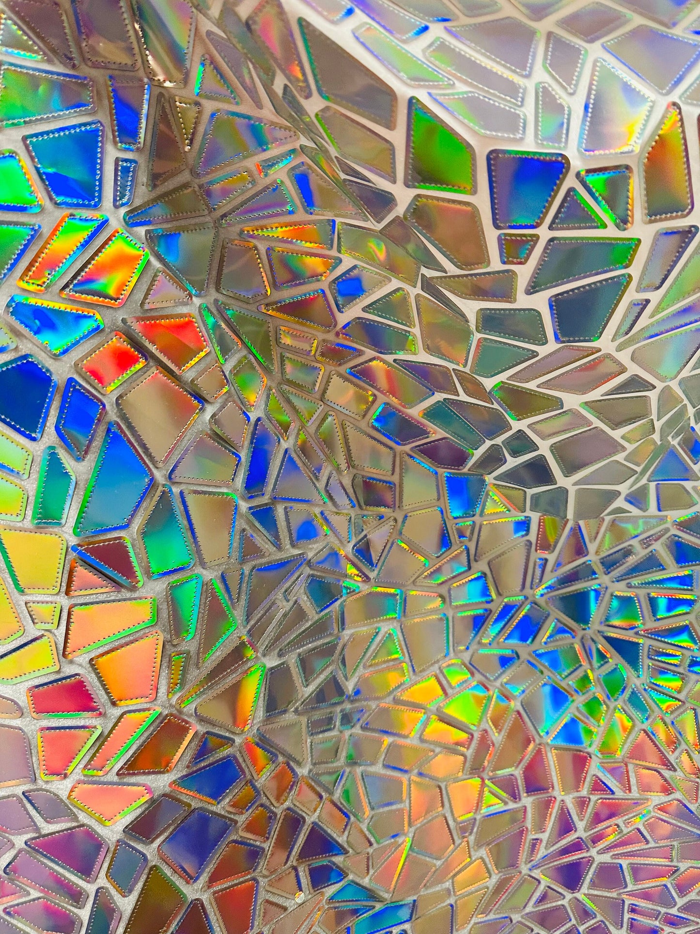 New Luxury shattered glass design metallic iridescent geometric embroidered on stretch velvet 2-way stretch 58/60”