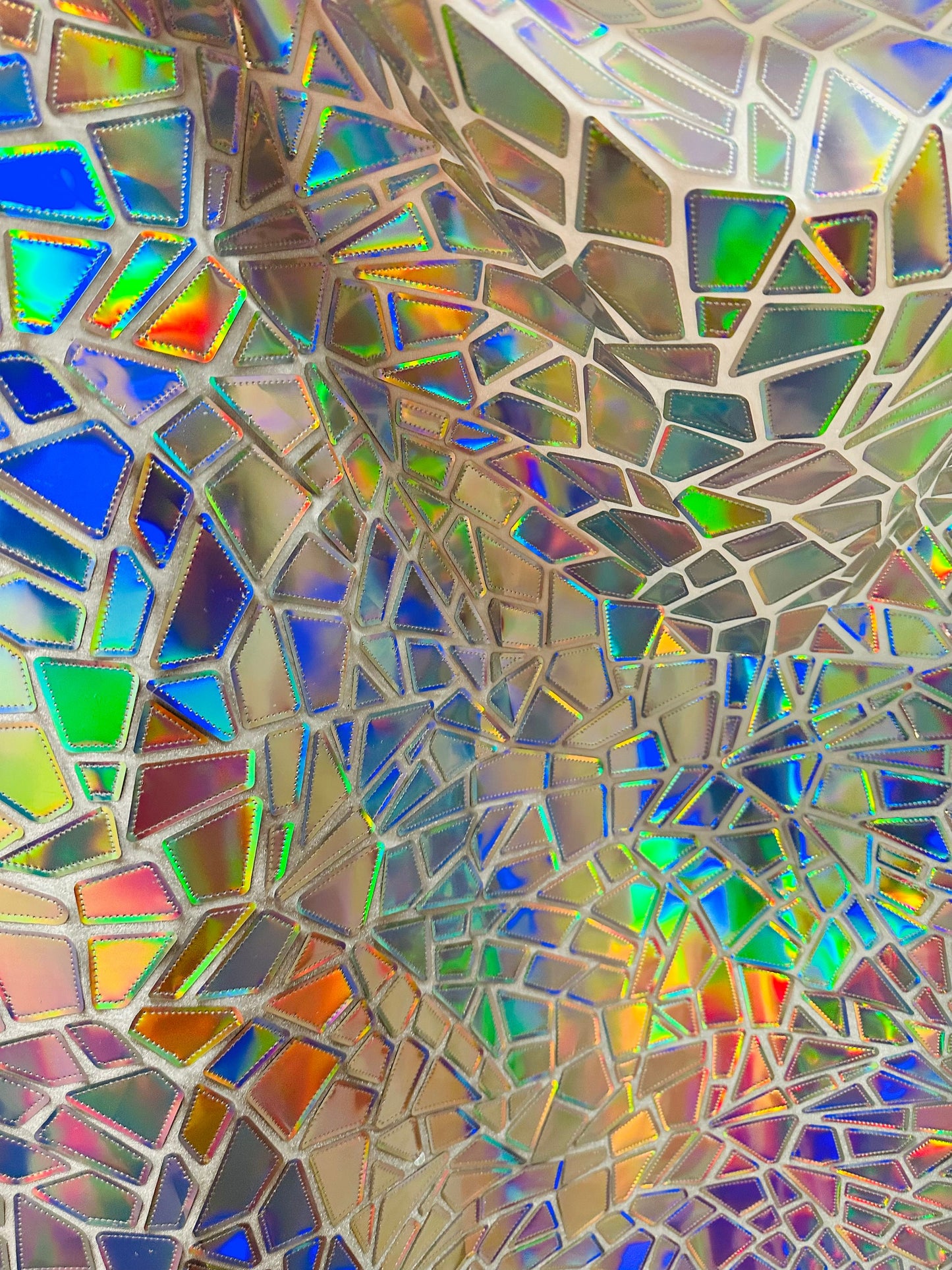 New Luxury shattered glass design metallic iridescent geometric embroidered on stretch velvet 2-way stretch 58/60”