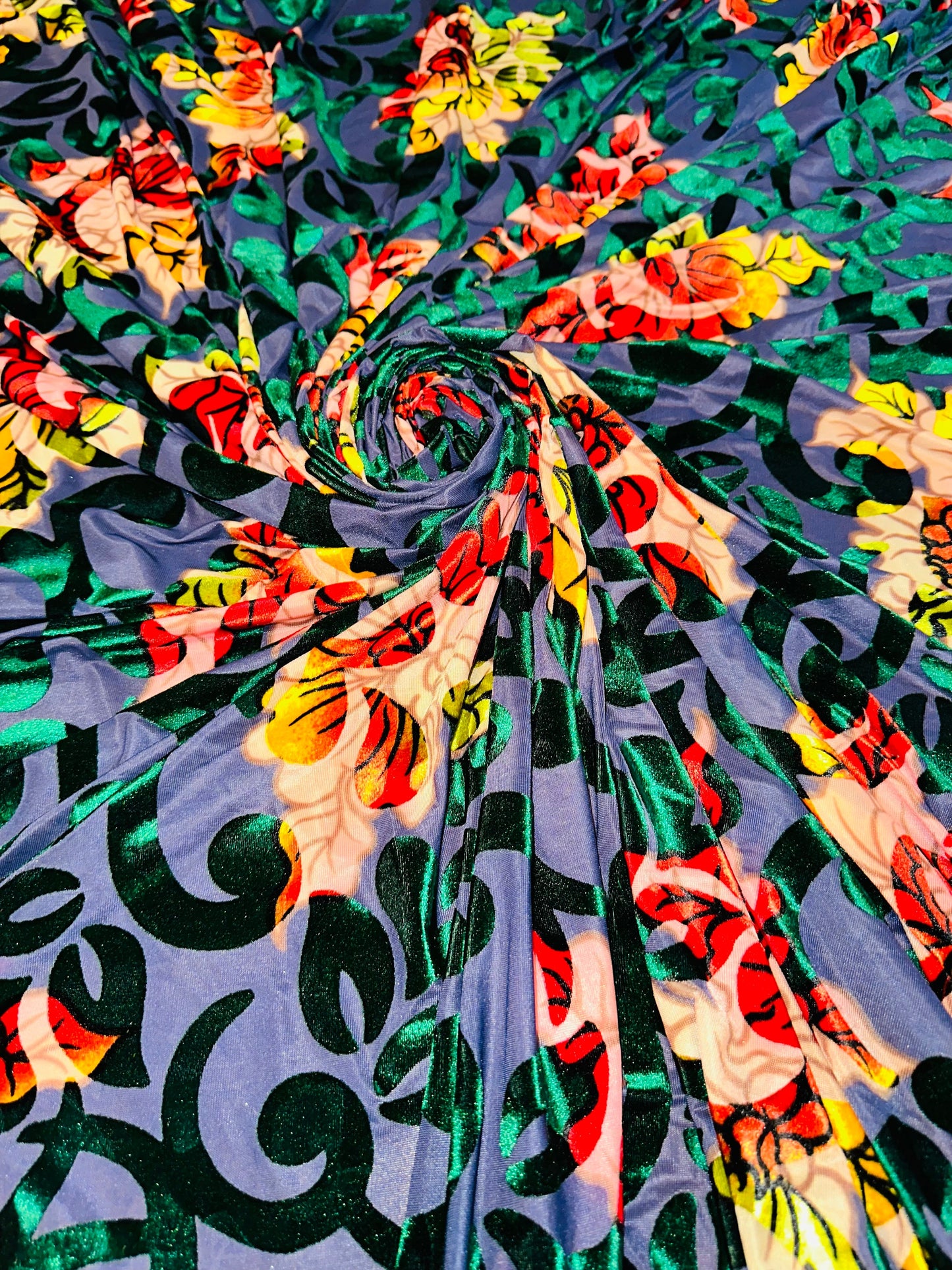 Victoria Italian floral burnout stretch velvet 4-way stretch high quality fabrics by AlexLAFabrics