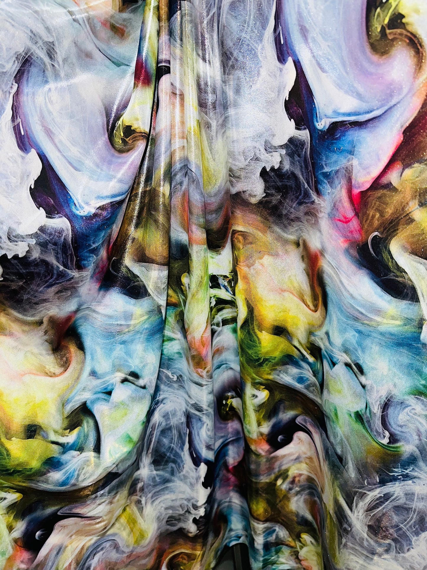 Smoke Art design print on best quality of metallic nylon spandex 4-way stretch