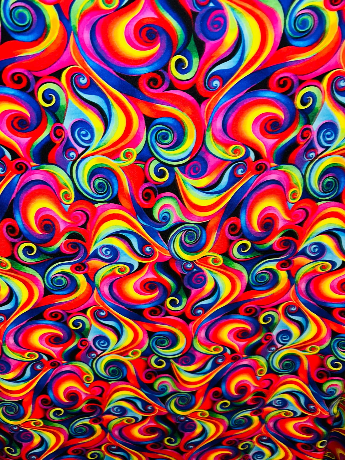 New Rainbow swirl abstract design print on great quality of nylon spandex 4-way stretch 58/60”