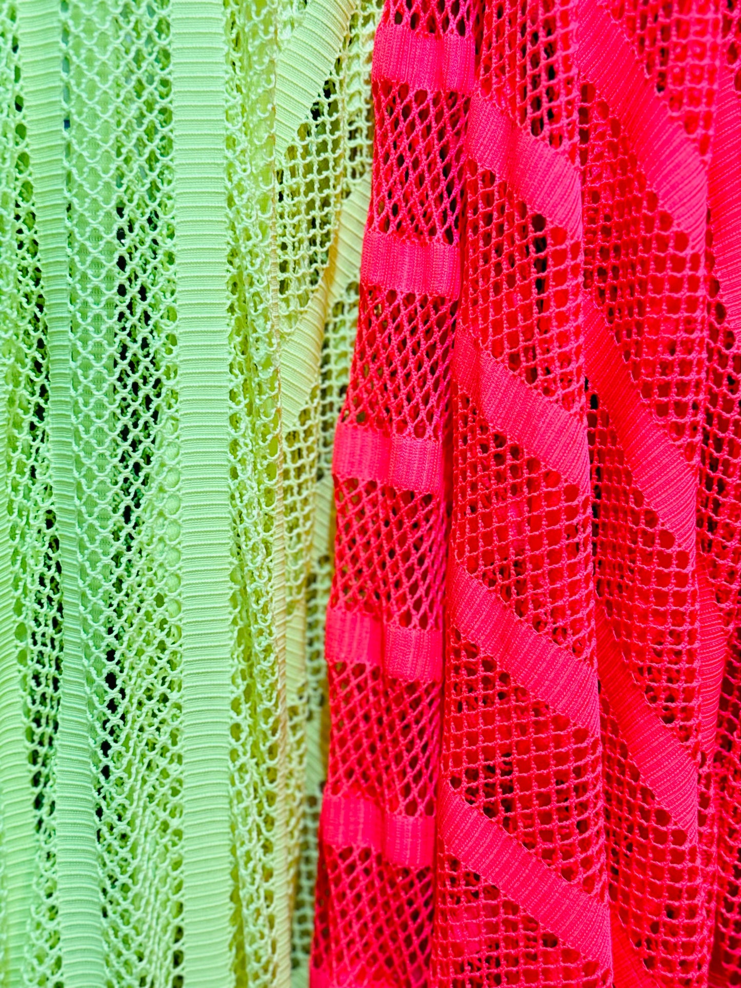 New fishnet with stripe design nylon spandex 4-way stretch 58/60” Sold by the YD. Ships worldwide from Los Angeles California USA