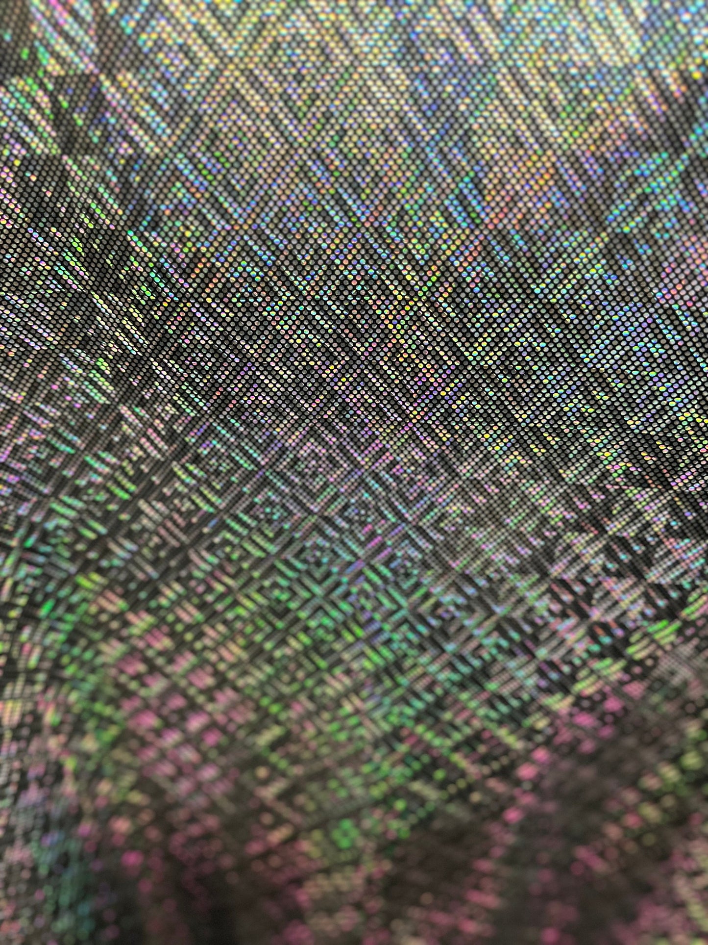 New 3D design black/silver hologram nylon spandex 4-way stretch 48/50” Sold by the YD. Ships worldwide from Los Angeles California USA.