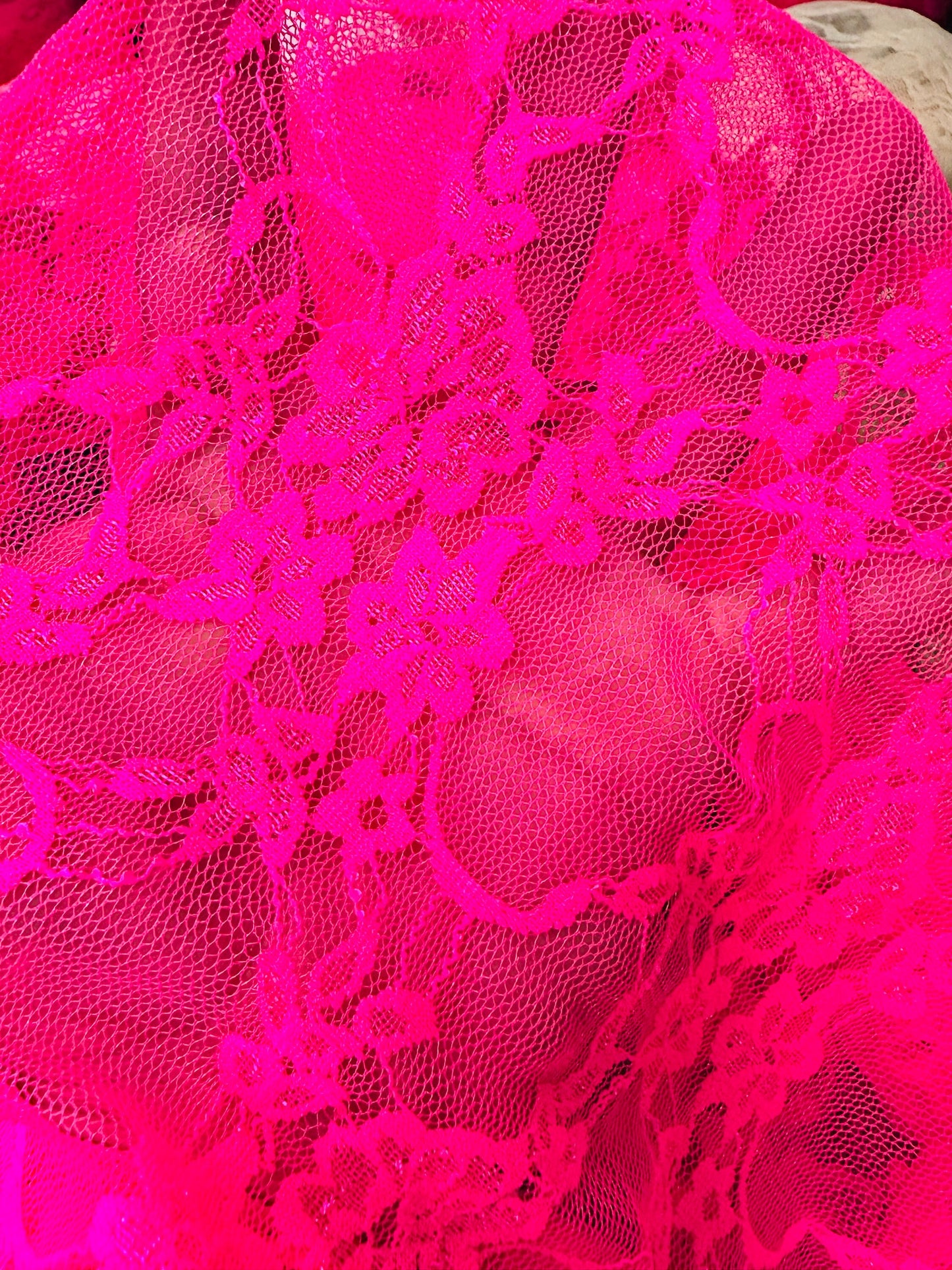 Neon colors stretch lace floral design 4-way stretch 58/60”