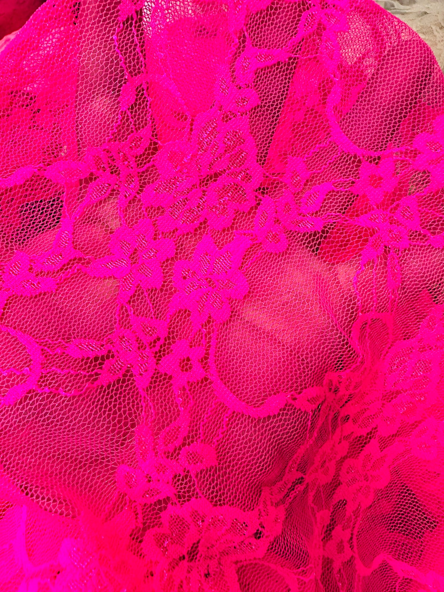Neon colors stretch lace floral design 4-way stretch 58/60”