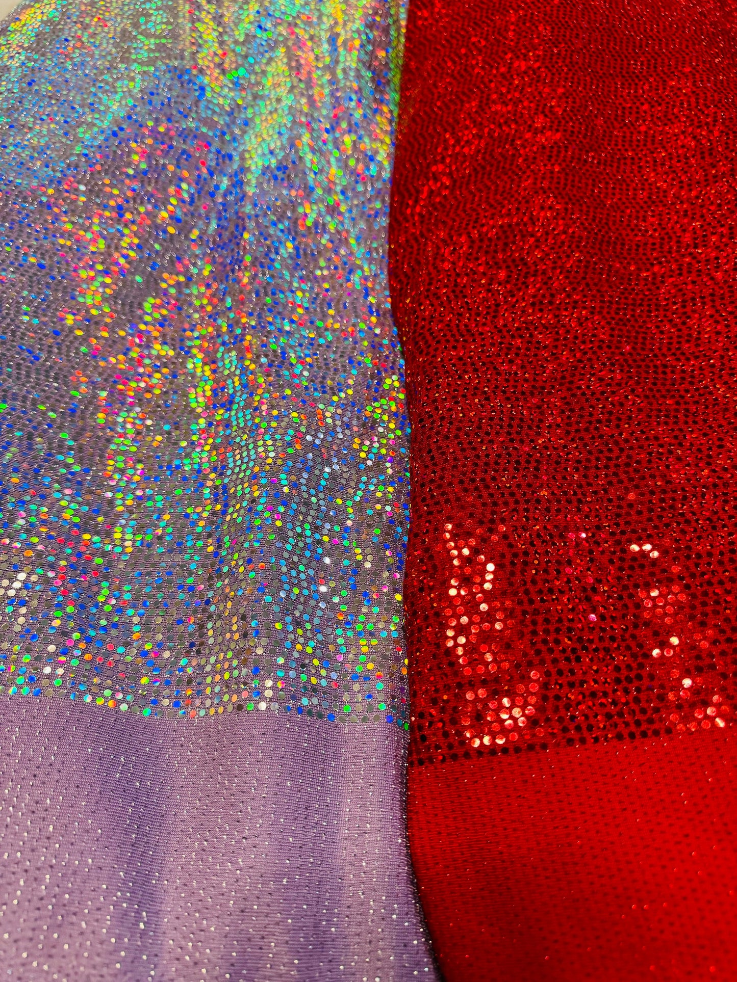 New mini hologram sequins on metallic stretch fabric 2-way stretch 58/60” Sold by the YD. Ships worldwide from Los Ángeles California USA.