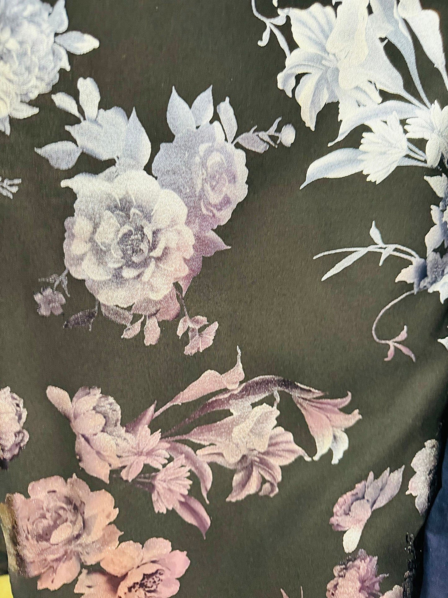 New Romantic flower design print on super techno with foil 2-way stretch 58/60” High Quality fabrics by AlexLAFabrics