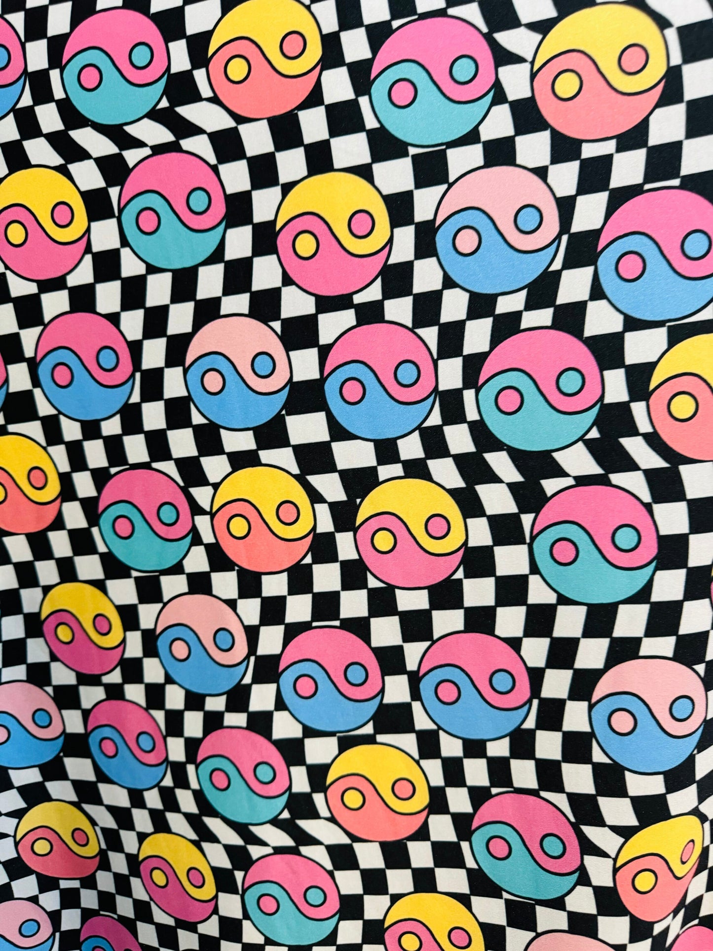 New checkerd design print on great quality of nylon spandex 4-way stretch 58/60”