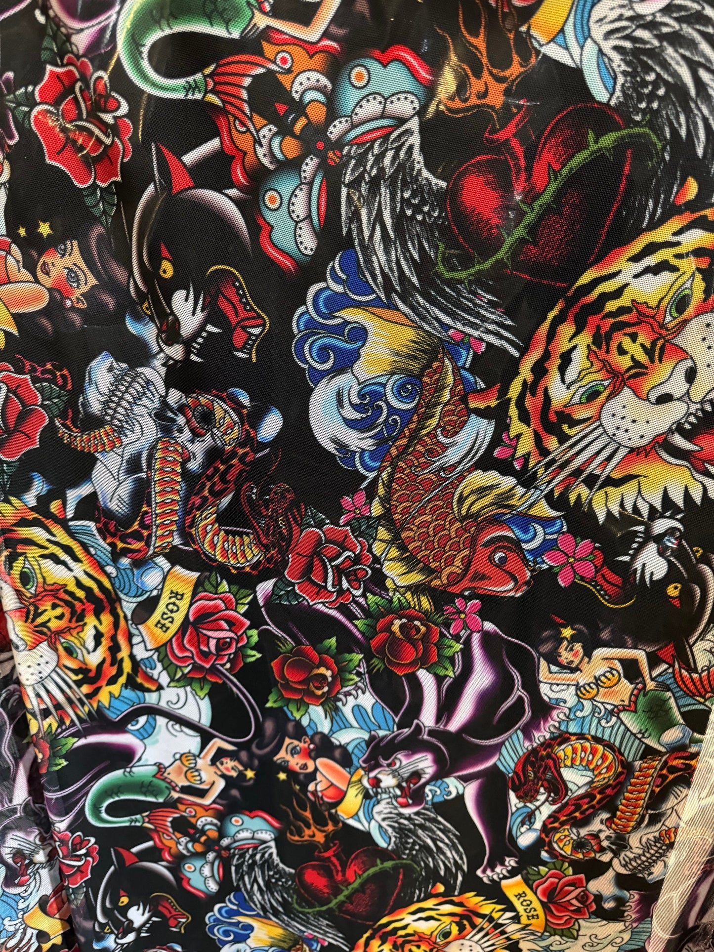 Japanese Tattoo design print on great quality of power mesh 4-way stretch 58/60”