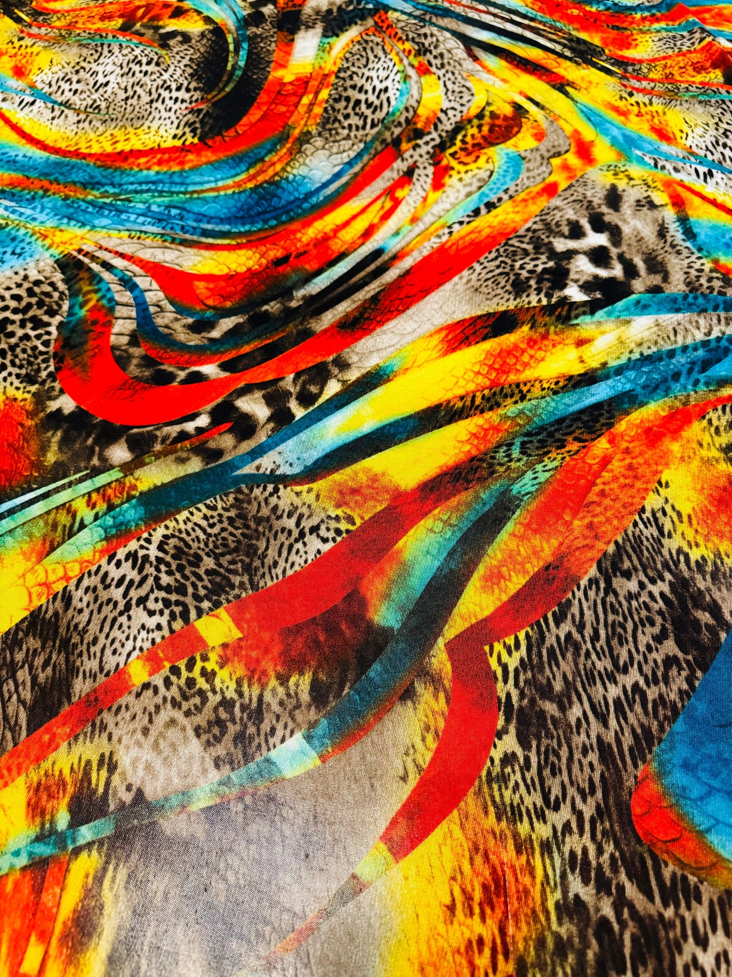 New Safari design exotic animal print on 4-way stretch power mesh 58/60”