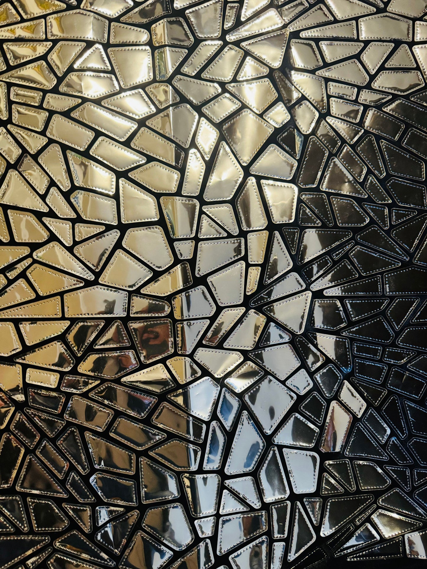 New Luxury shattered glass design metallic geometric embroidered on stretch velvet 2-way stretch 58/60” Sold by the YD.