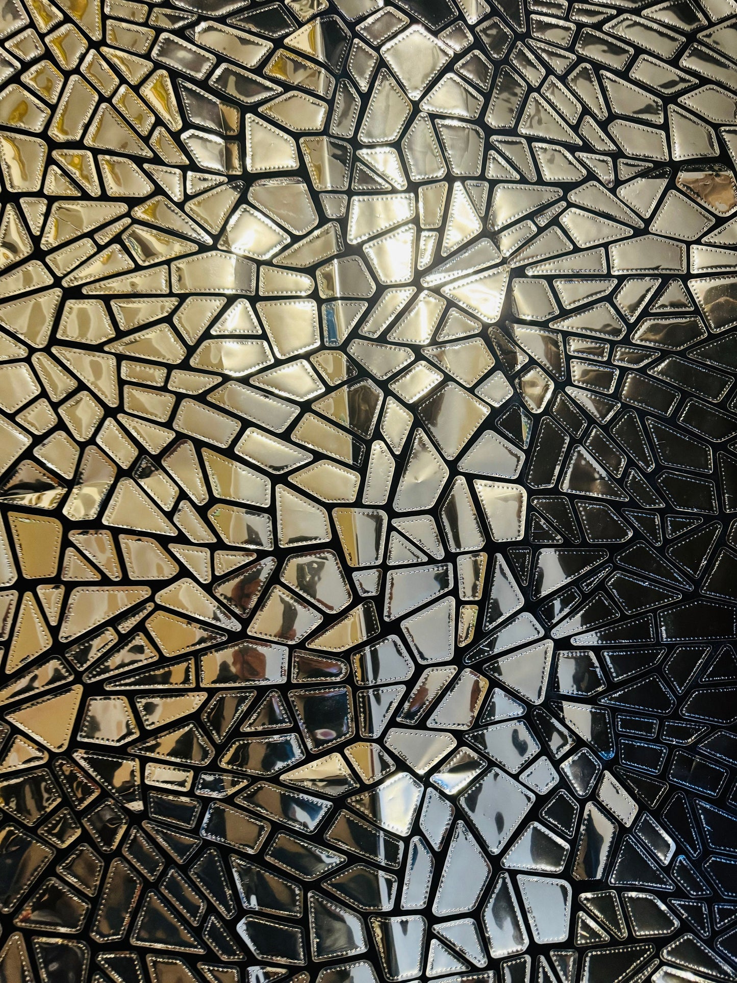 New Luxury shattered glass design metallic geometric embroidered on stretch velvet 2-way stretch 58/60” Sold by the YD.