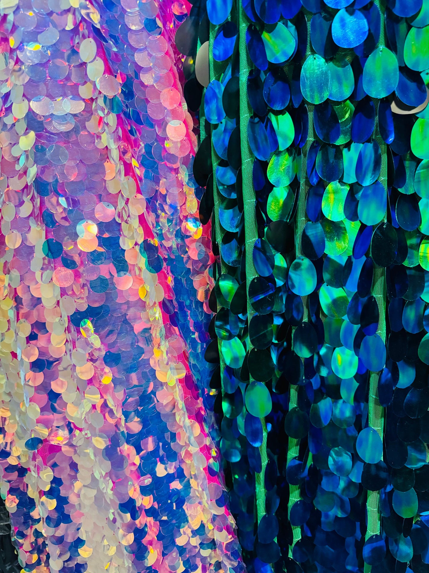 New Luxury sequins paillette and jumbo tear drop sequins embroidered on spandex mesh 4-way 55/57” High quality fabrics by AlexLAFabrics