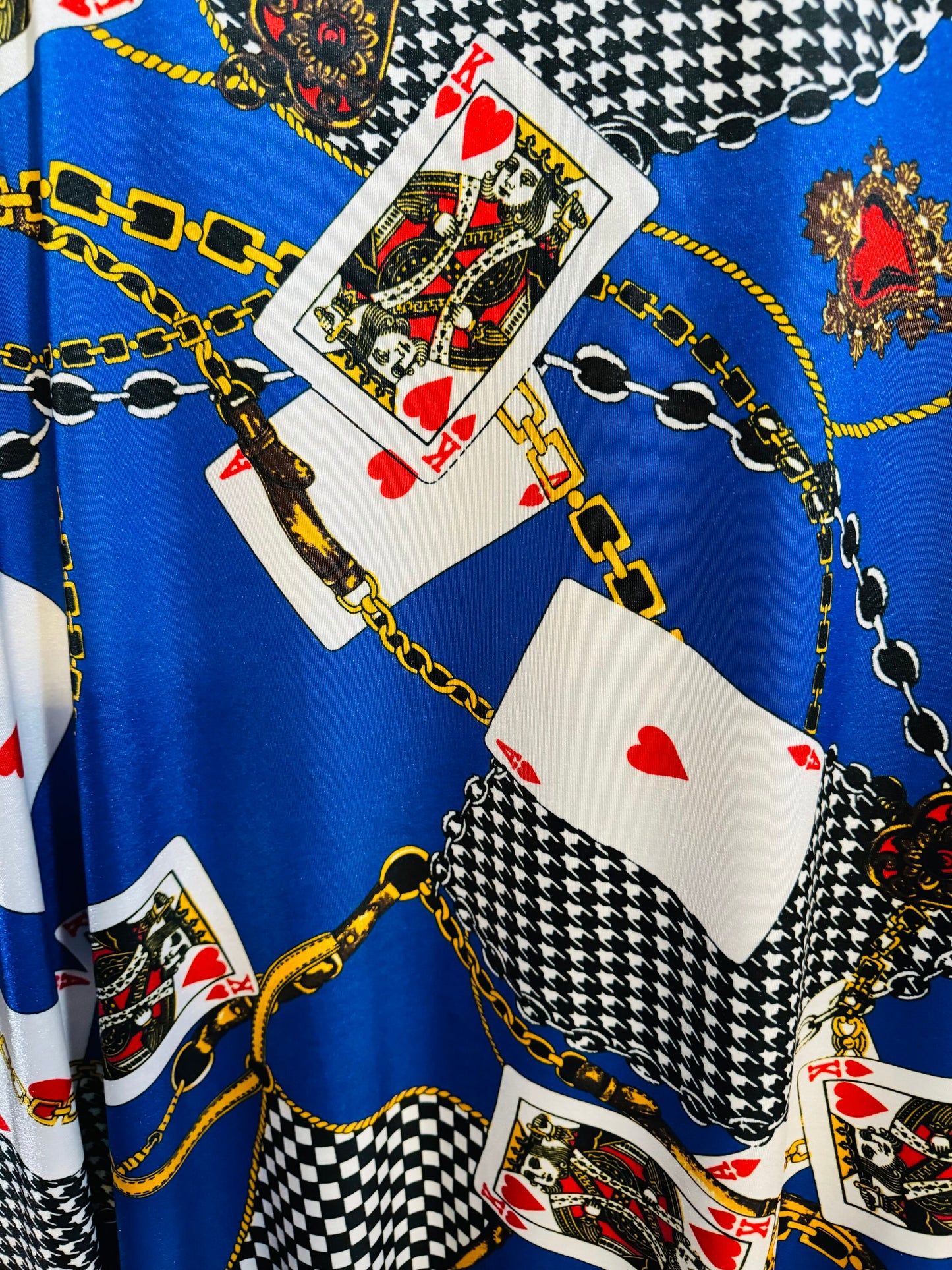 Playing cards design modern luxury design print on great quality of nylon spandex 4-way stretch 58/60” Sold by the YD.