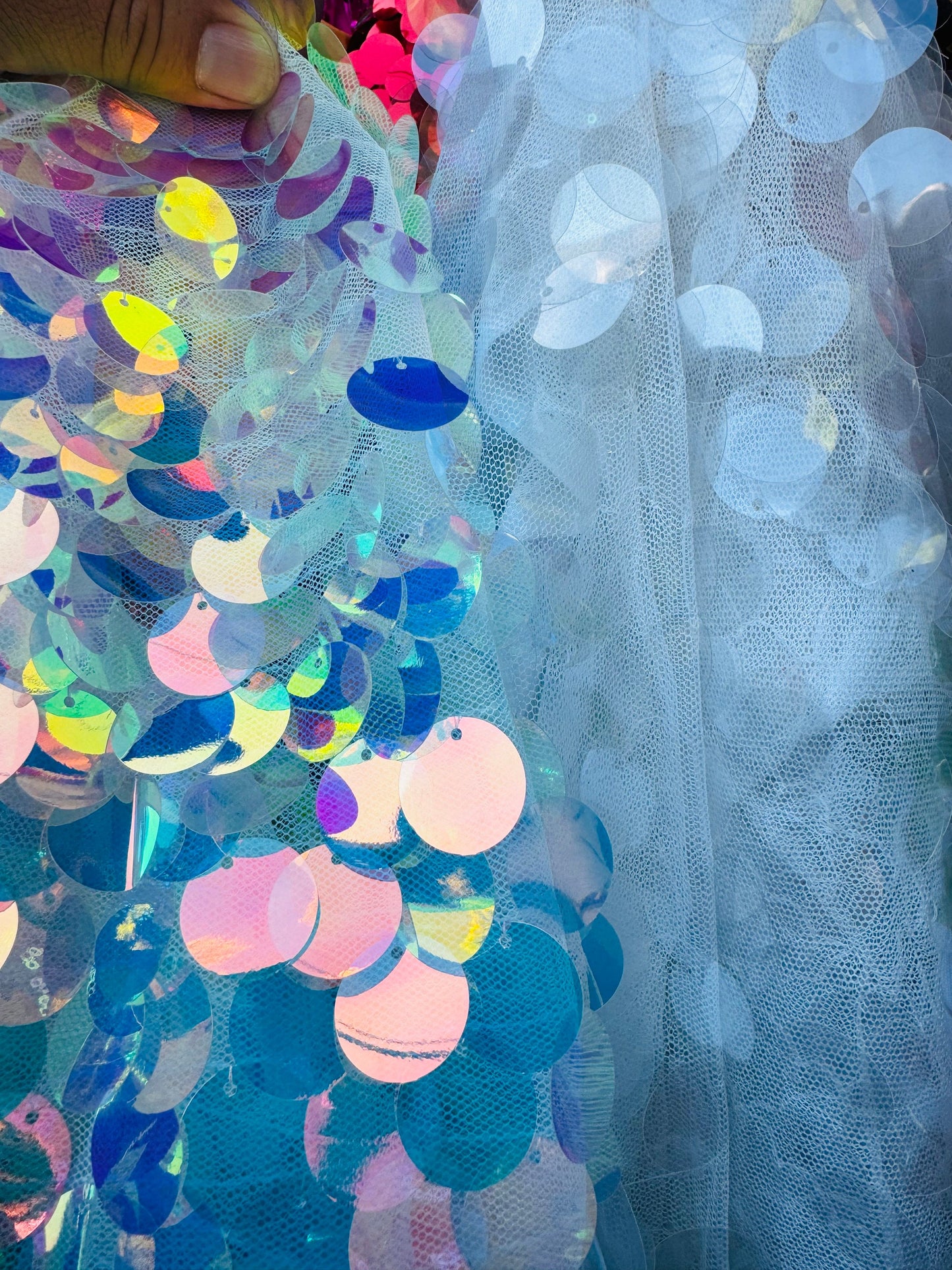 Luxury Paillette sequins embroidered on stretch mesh 2-way 55/57” High quality fabrics by AlexLAFabrics