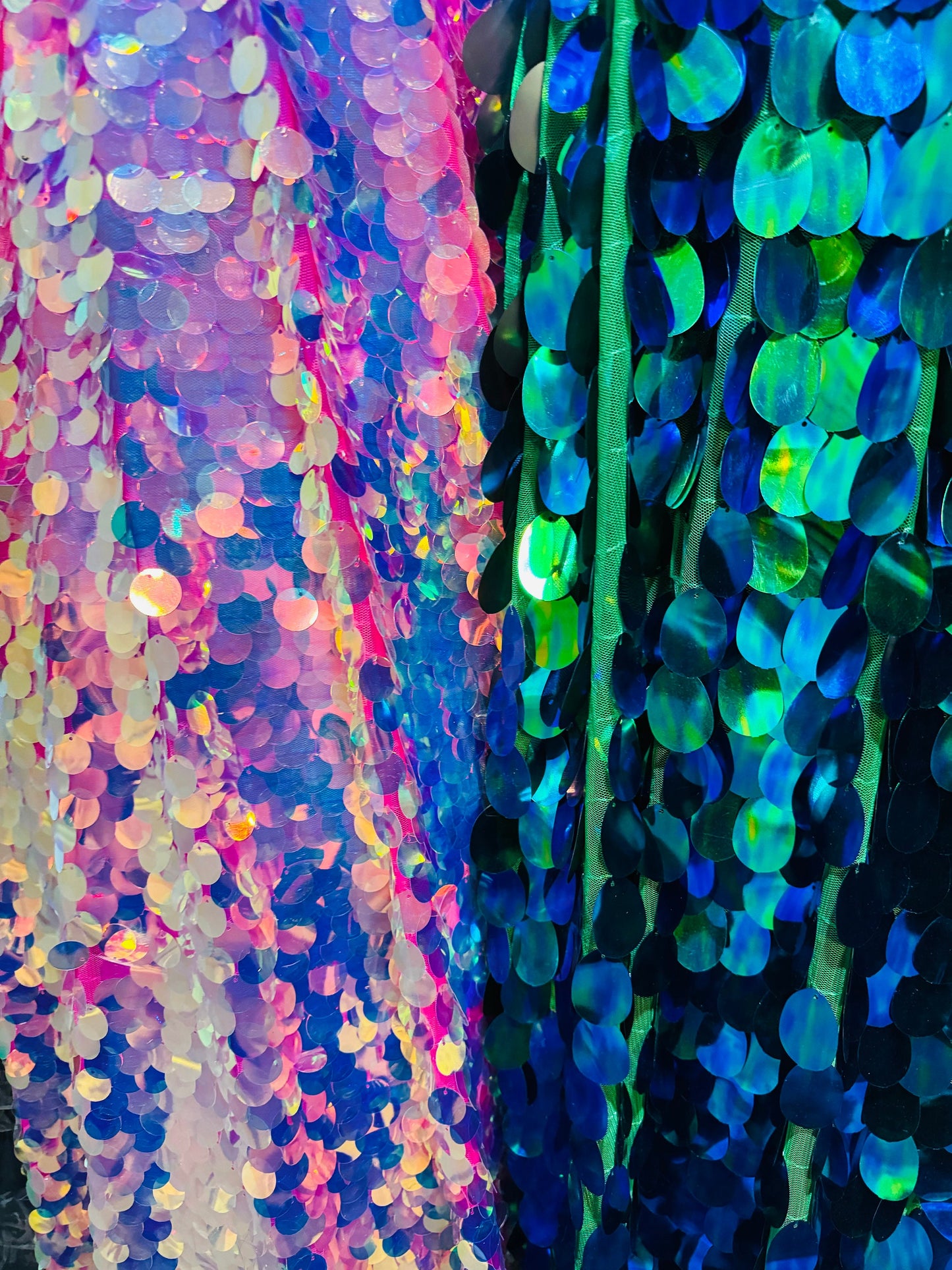 New Luxury sequins paillette and jumbo tear drop sequins embroidered on spandex mesh 4-way 55/57” High quality fabrics by AlexLAFabrics