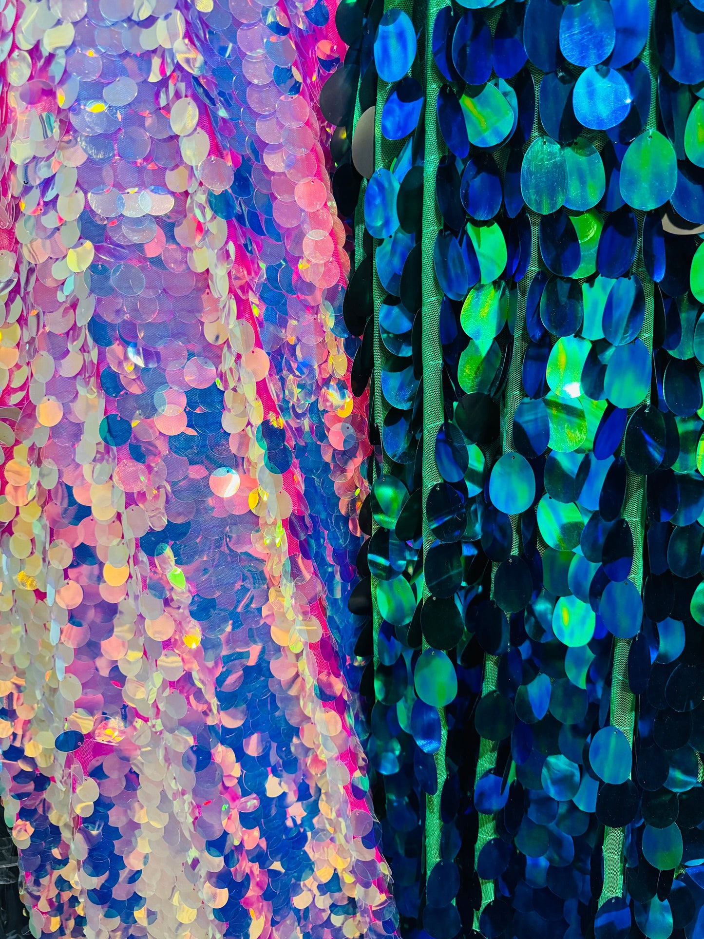 New Luxury sequins paillette and jumbo tear drop sequins embroidered on spandex mesh 4-way 55/57” High quality fabrics by AlexLAFabrics