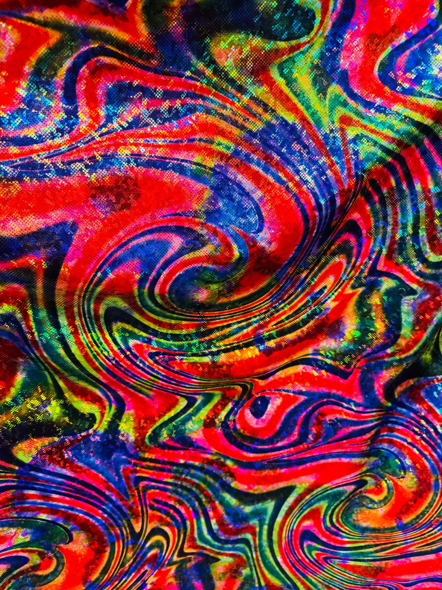 New Modern swirl abstract design on metallic shattered glass nylon spandex 4-way stretch 58/60” High quality fabrics by AlexLAFabrics