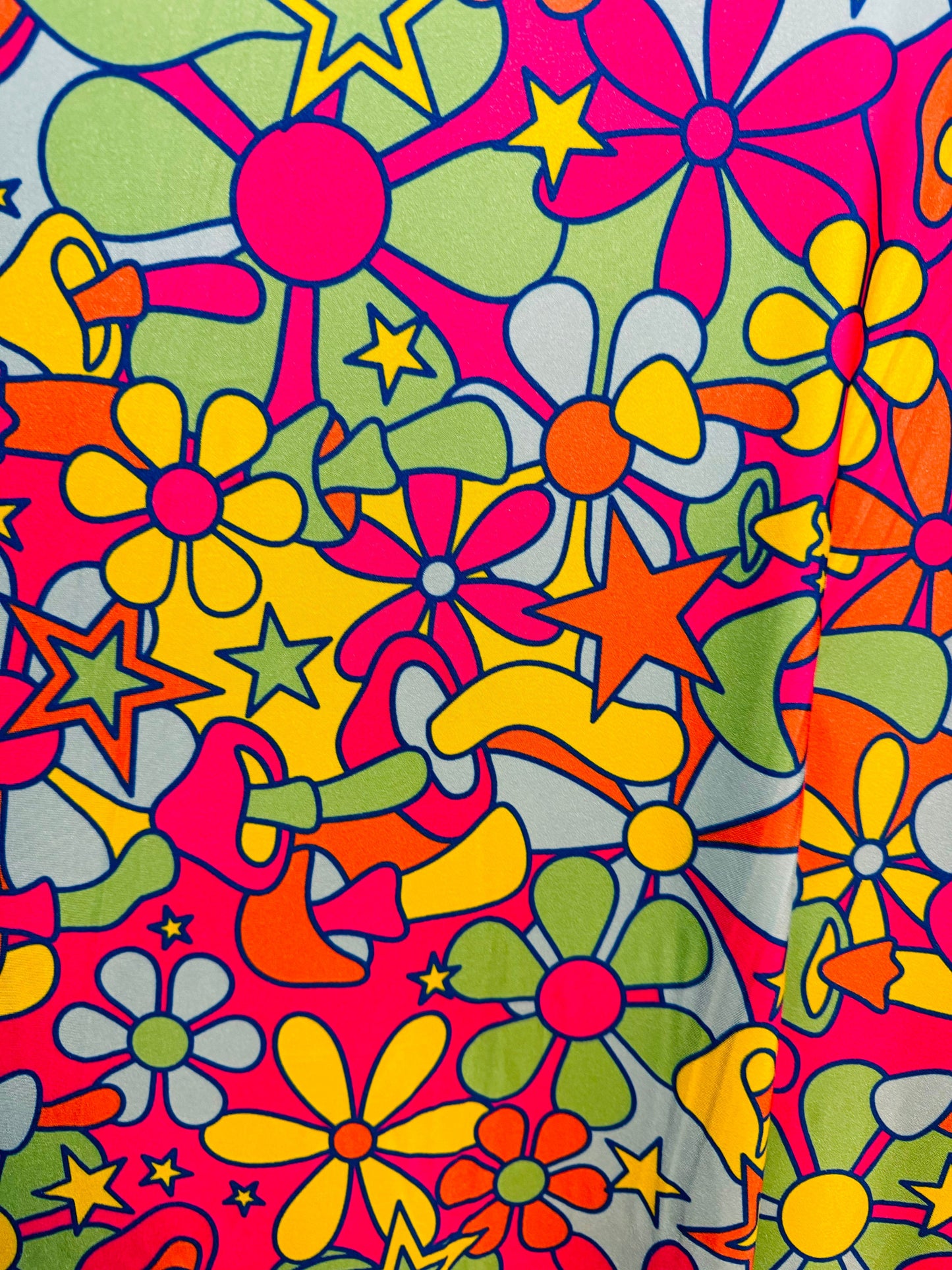 New flowers and mushrooms design rainbow multicolor print on great quality of nylon spandex 4-way stretch 58/60”