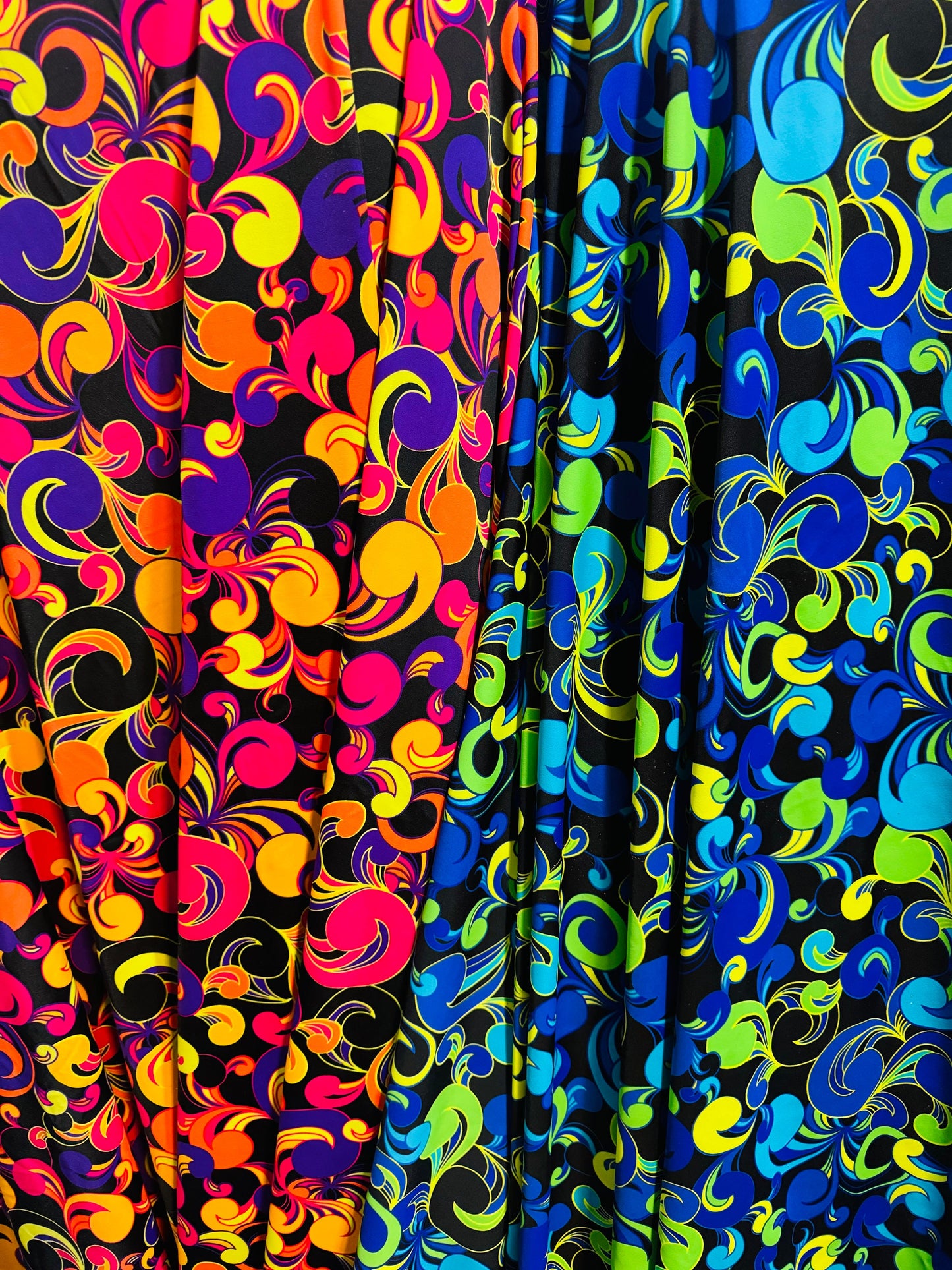 New paisley abstract design print on great quality of nylon spandex 4-way stretch 58/60” Sold by the YD. Ships worldwide from Los Angeles CA