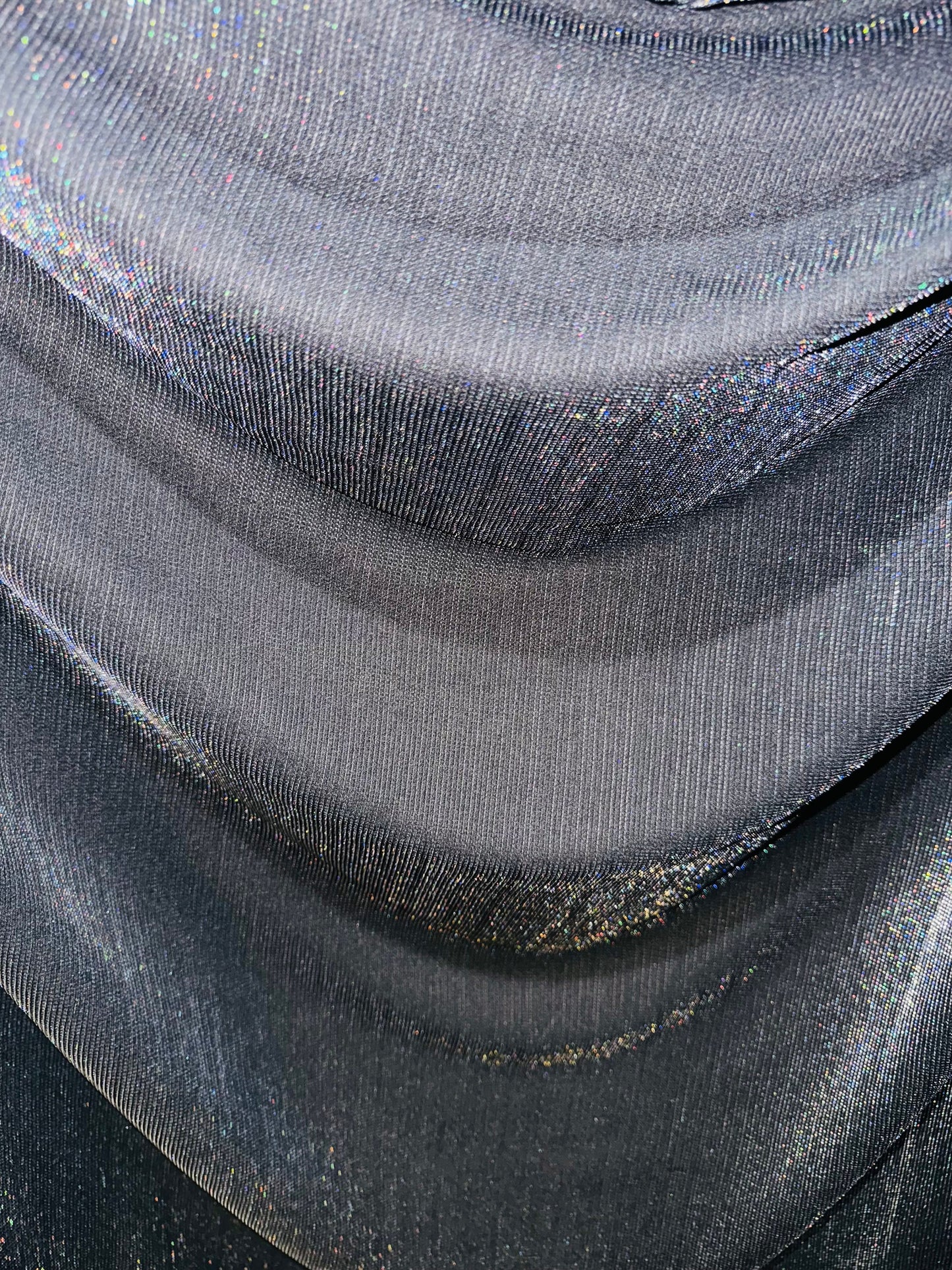 Iridescent Metallic spandex Black/Silver multi Luxury fabric 4-way stretch 64/65” Sold by the YD. Luxury fabrics by AlexLAFabrics