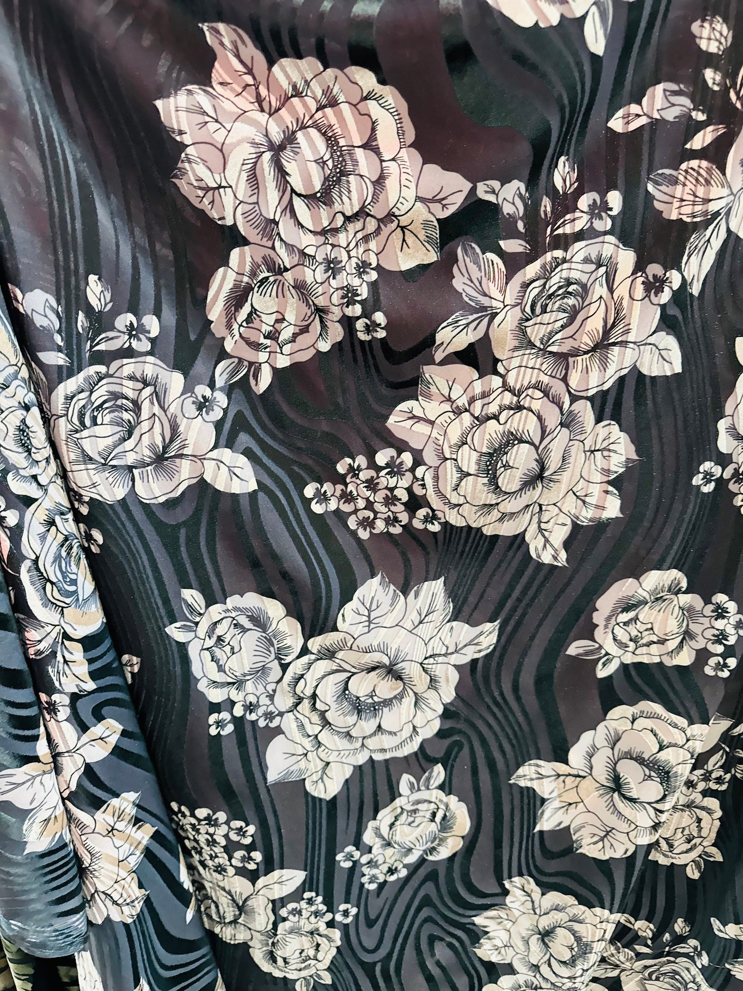 Flower design on silky burnout stretch velvet 4-way stretch 58/60” High quality fabrics by AlexLAFabrics