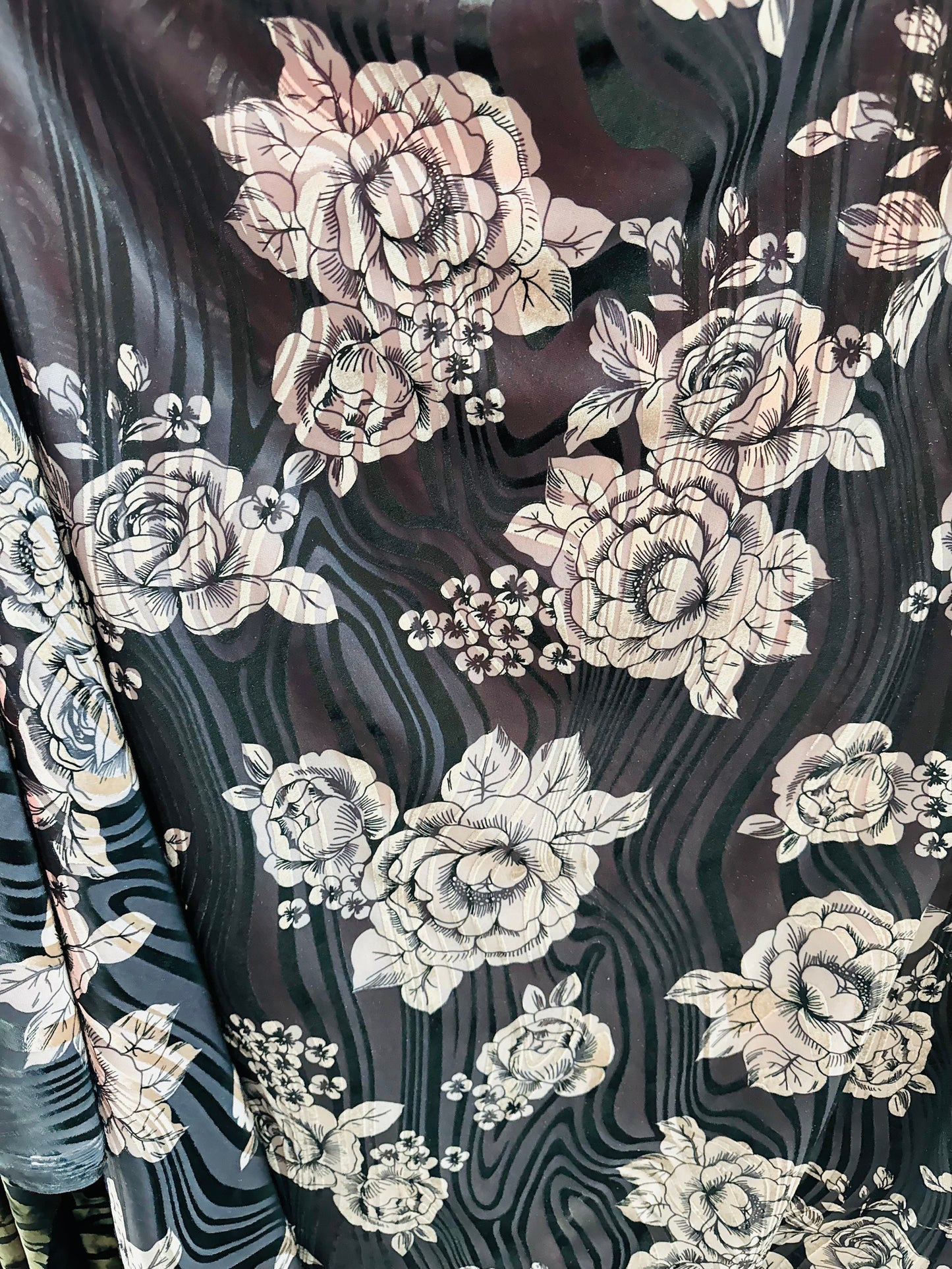 Flower design on silky burnout stretch velvet 4-way stretch 58/60” High quality fabrics by AlexLAFabrics