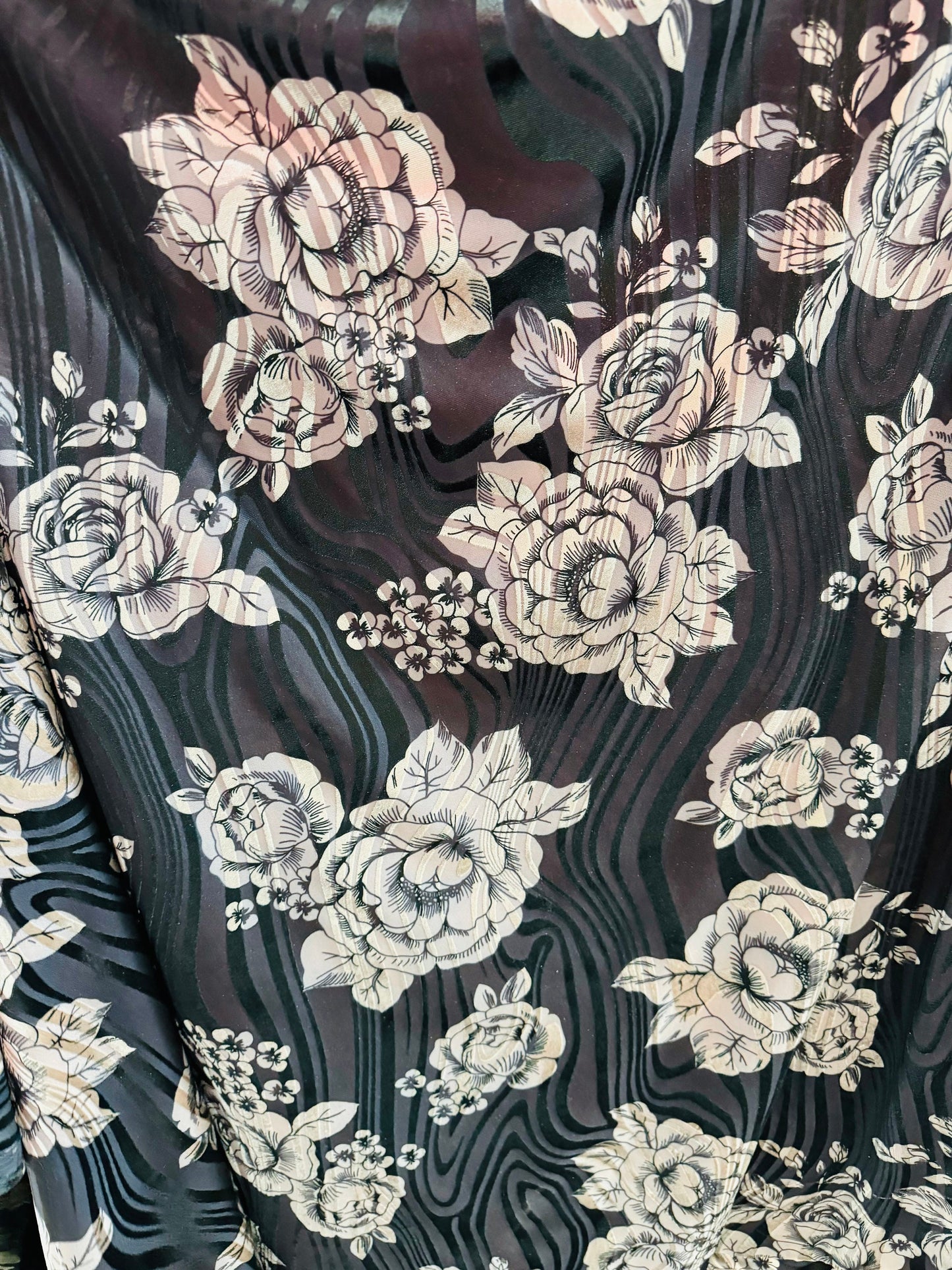 Flower design on silky burnout stretch velvet 4-way stretch 58/60” High quality fabrics by AlexLAFabrics