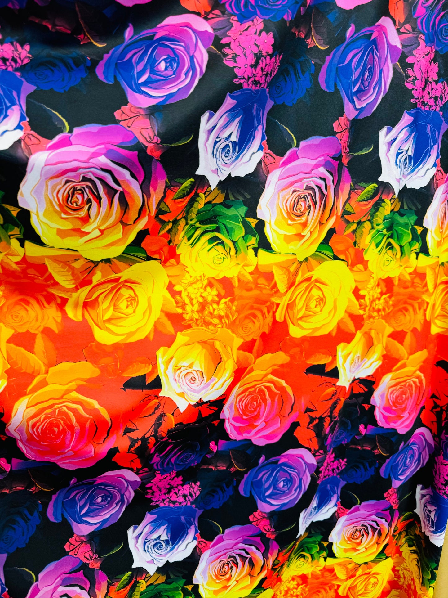 New Ombre Romantic flower design print on great quality of nylon spandex 4-way stretch 58/60” High quality fabrics by AlexLAFabrics