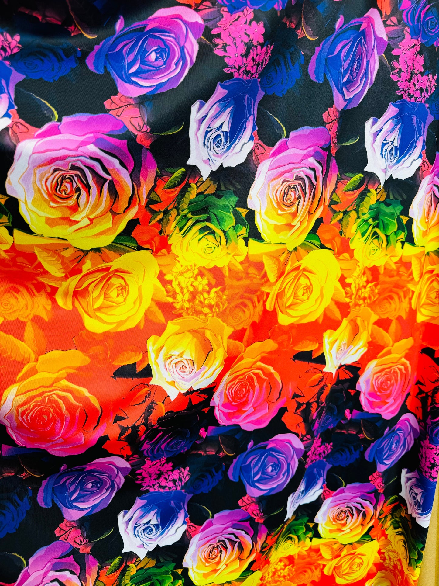 New Ombre Romantic flower design print on great quality of nylon spandex 4-way stretch 58/60” High quality fabrics by AlexLAFabrics