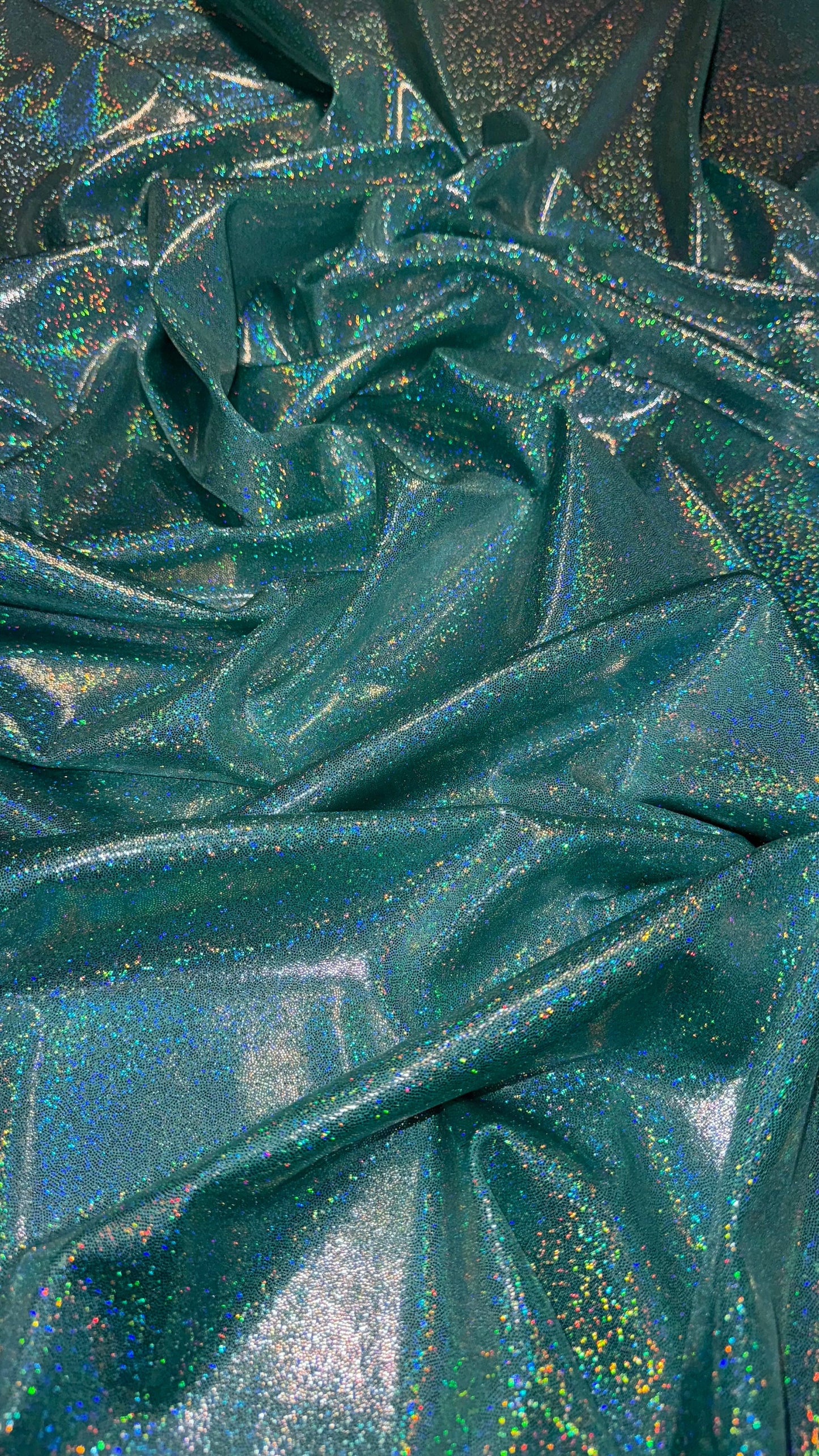 Tiffany silver sparkling hologram foggy foil metallic nylon spandex 4-way stretch 58/60” High quality fabrics by AlexLAFabrics